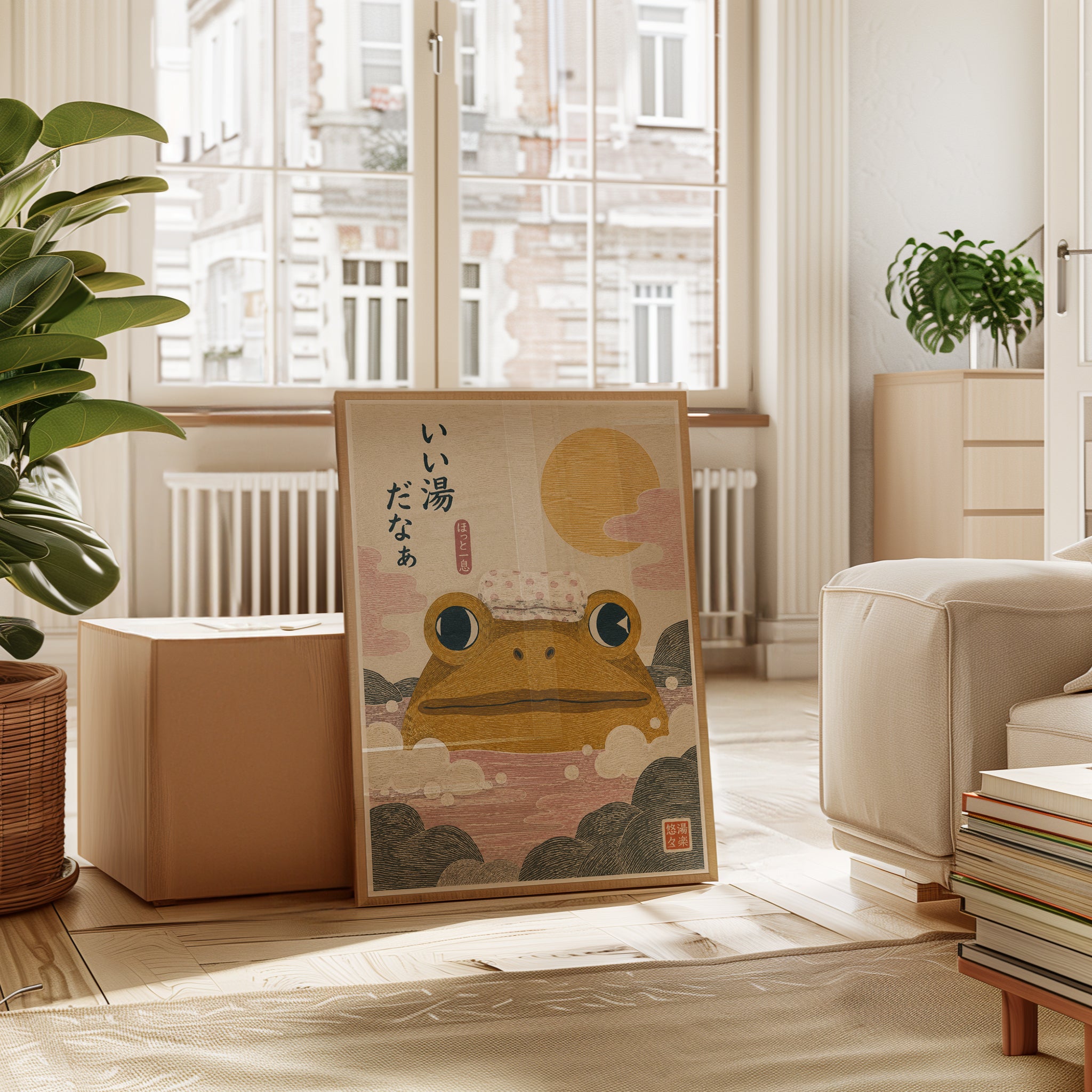 Japanese Frog Bathroom Art - interior