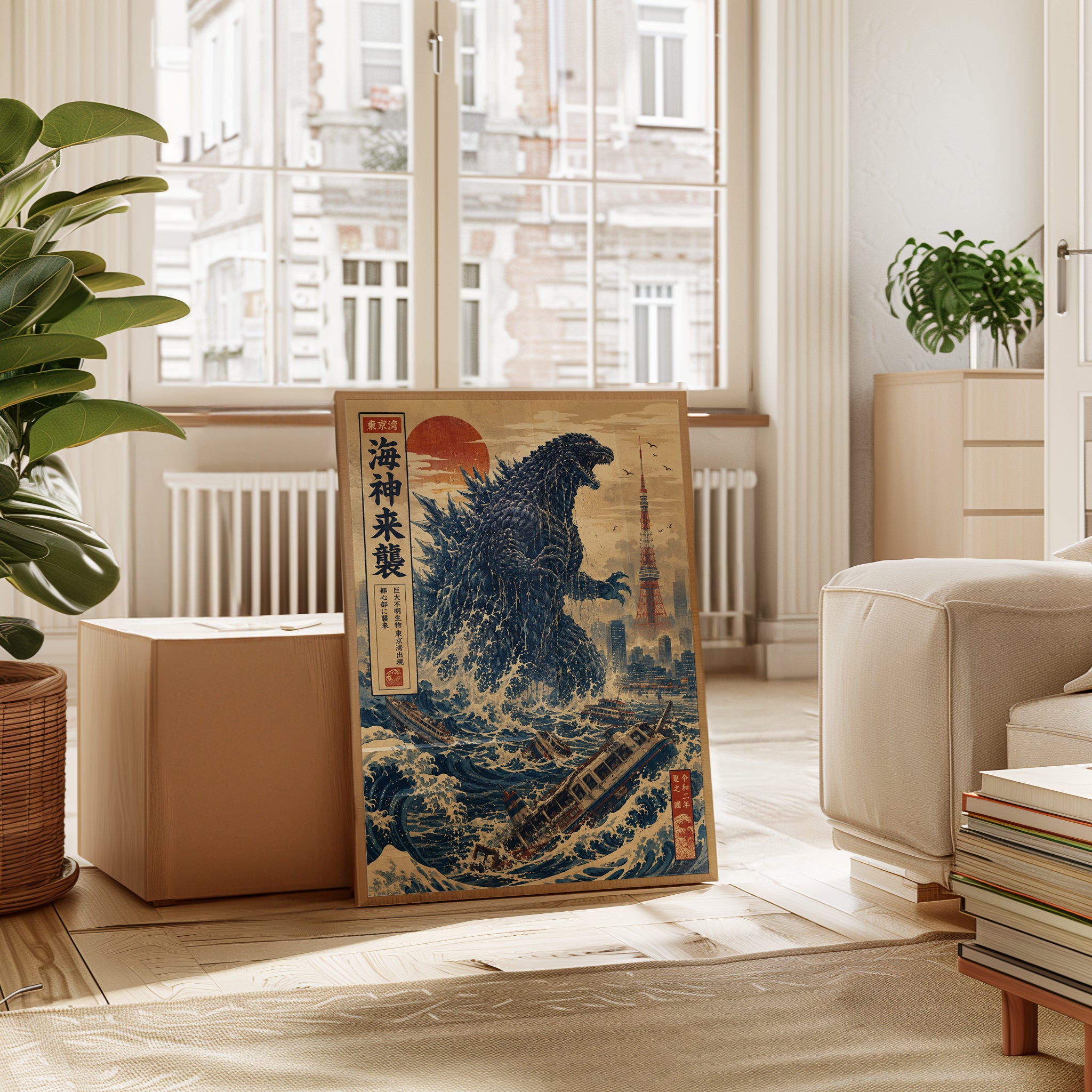 Japanese Wave Wall Art – Vintage Ukiyo-e Print - interior