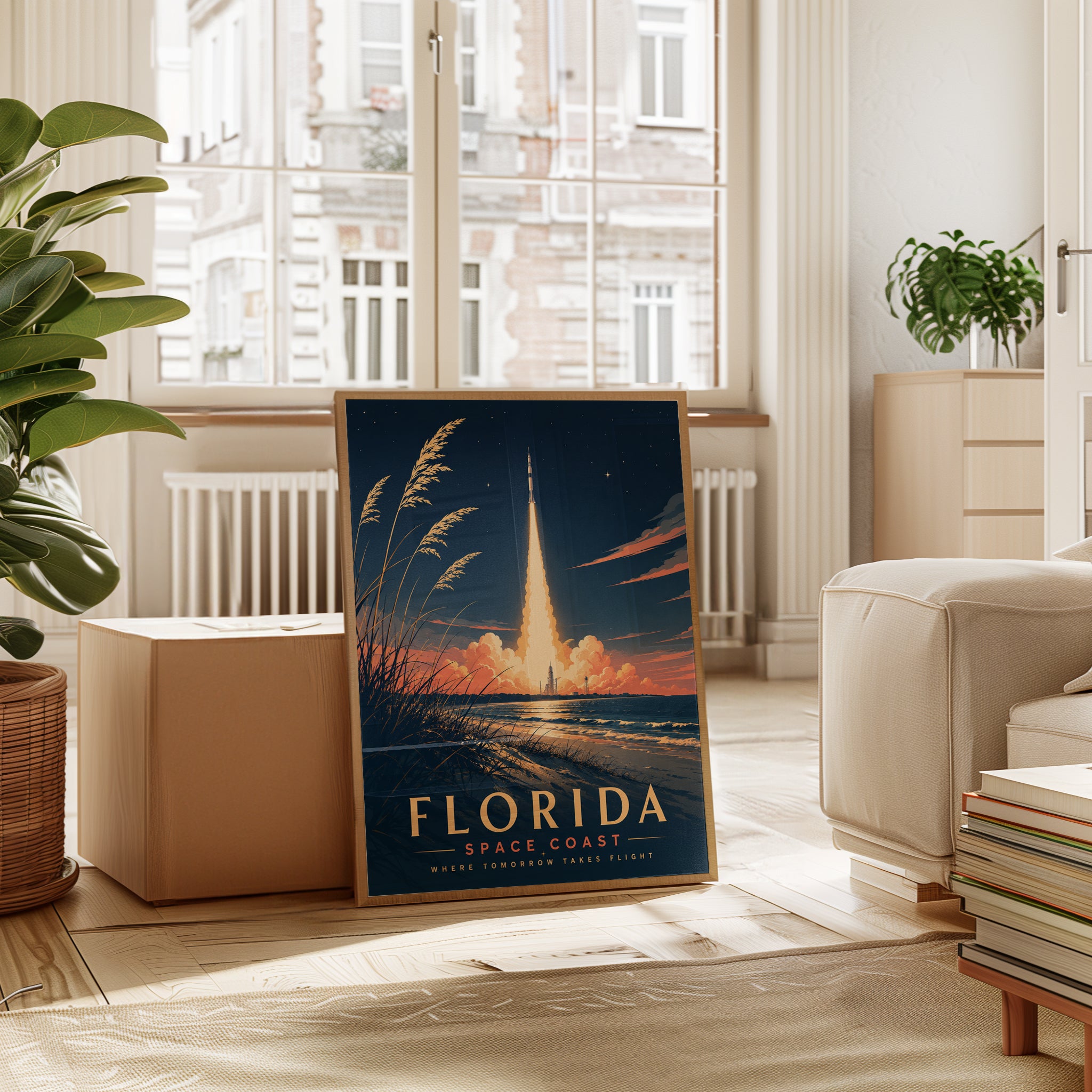 Florida Travel Poster – Space Coast Rocket Print - interior