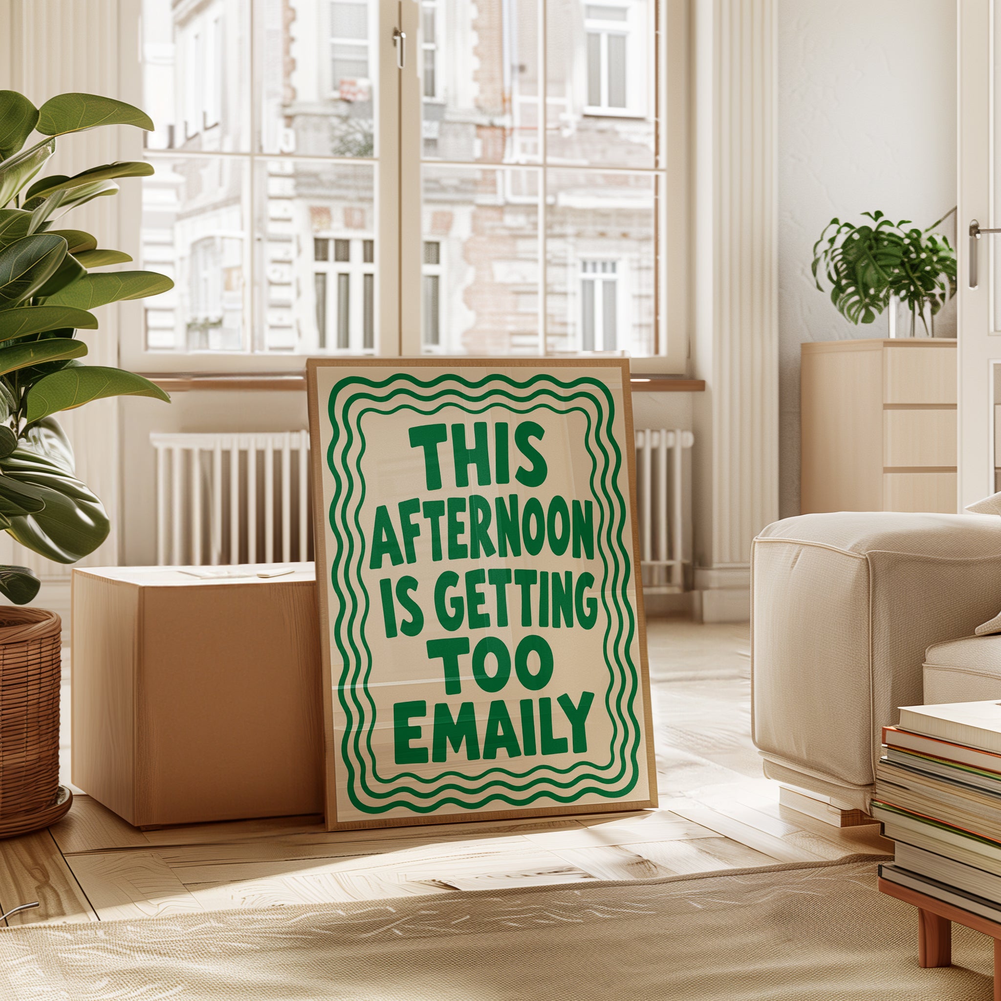 This Afternoon Is Getting Too Emaily: Retro Green Typography Print - interior