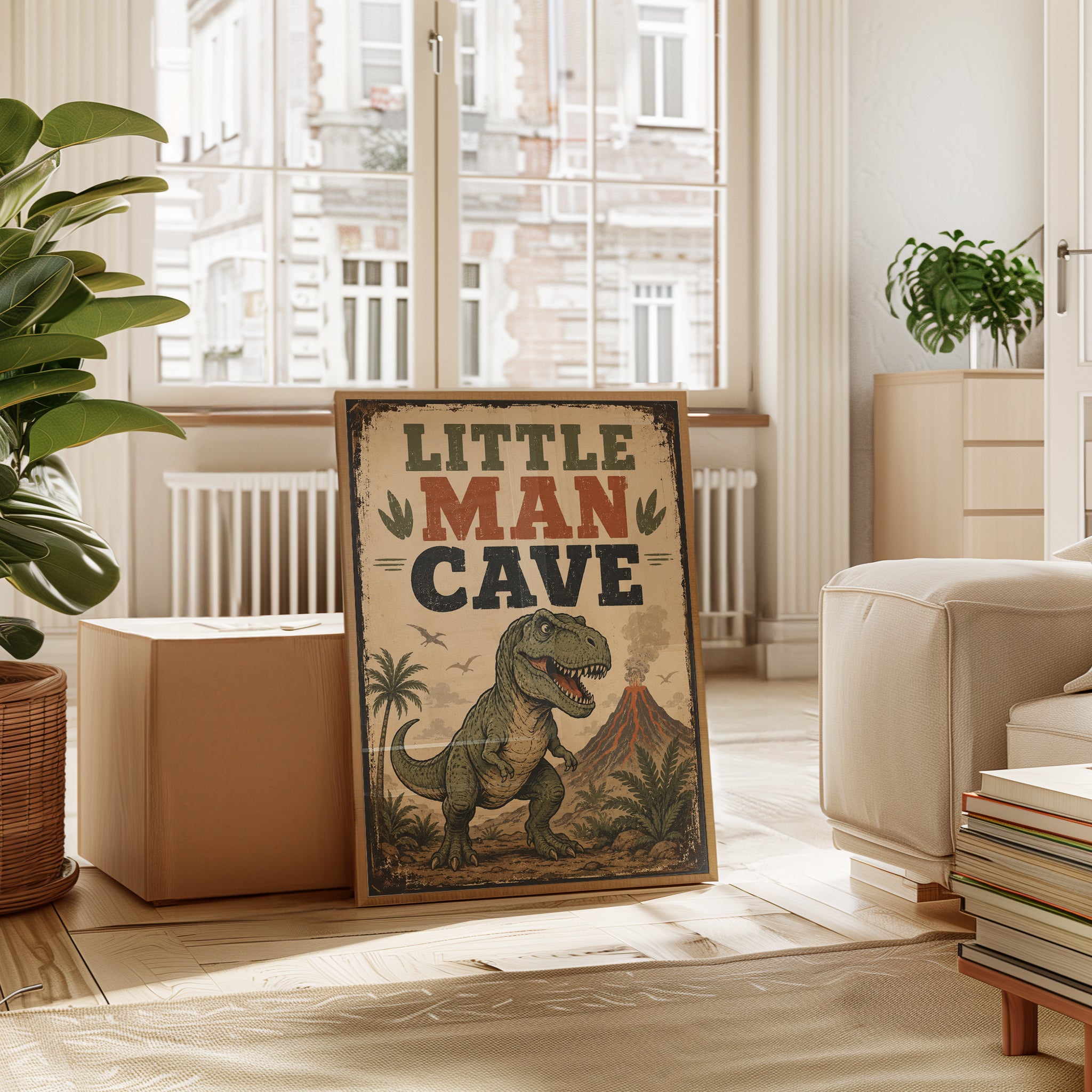 Dinosaur Nursery Wall Art – Little Man Cave Print - interior