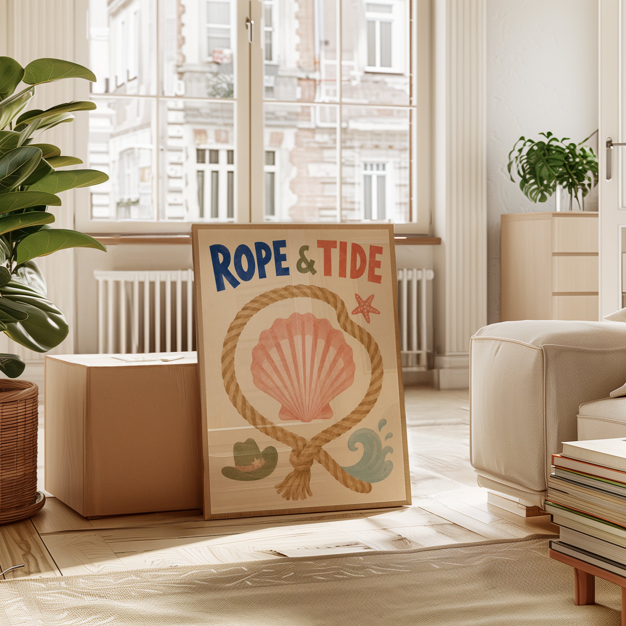 Nautical Wall Art – Rope and Tide Print - interior