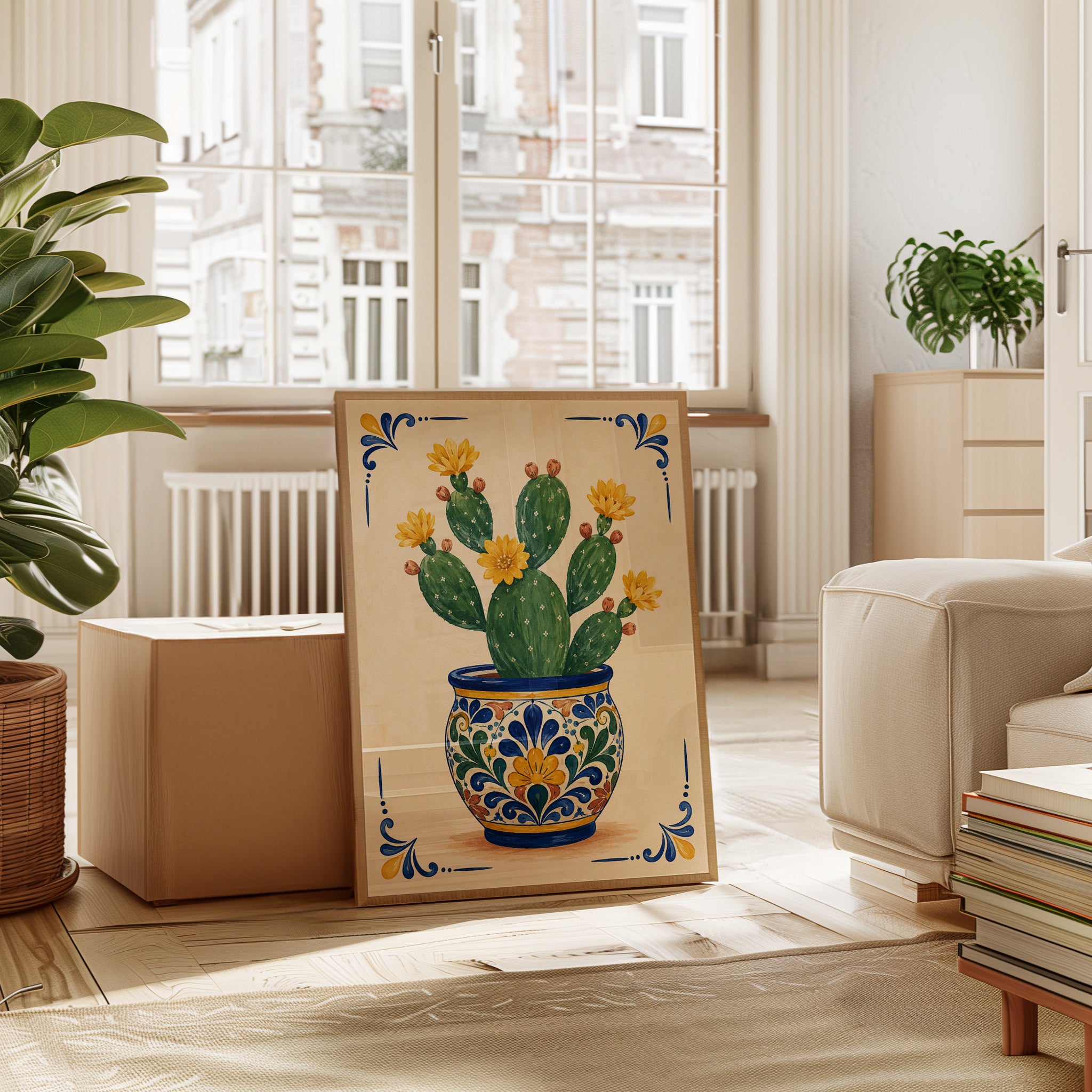 Mexican Tile Cactus Print - interior