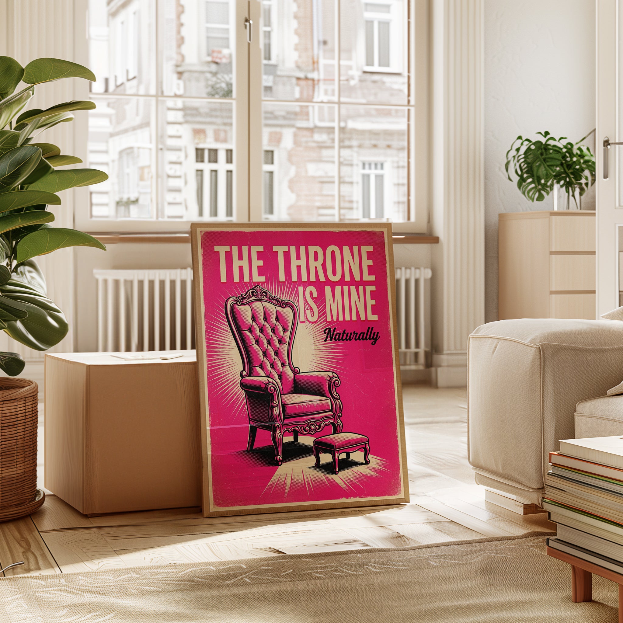 The Throne Is Mine Poster: Retro Pop Art Pink Typography Print - interior