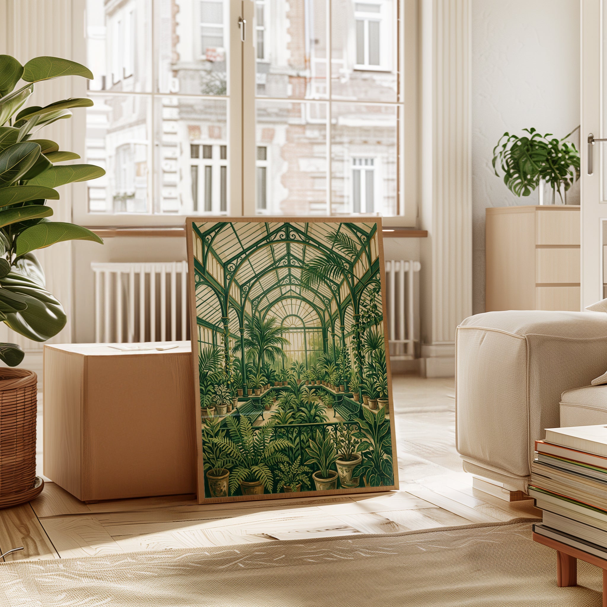 Victorian Conservatory Art Print: Green Botanical Garden - interior