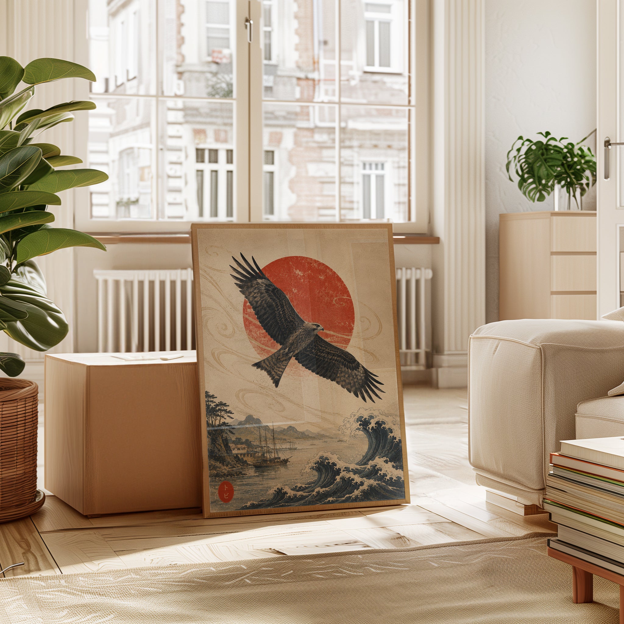 Japanese Hawk Wall Art - interior