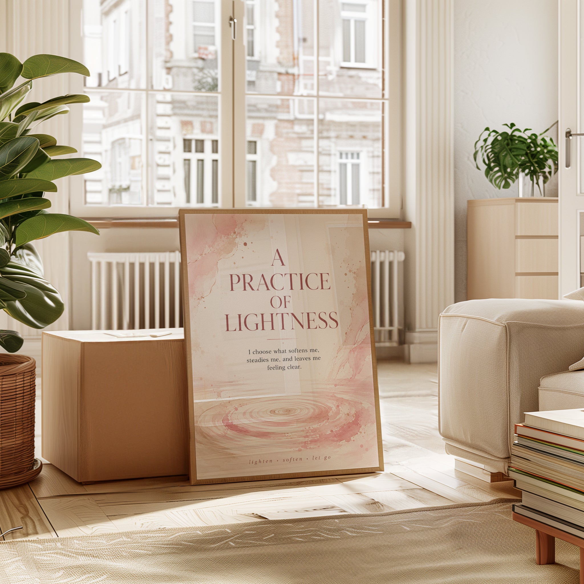 Practice of Lightness Art Print: Pink Watercolor Typography - interior