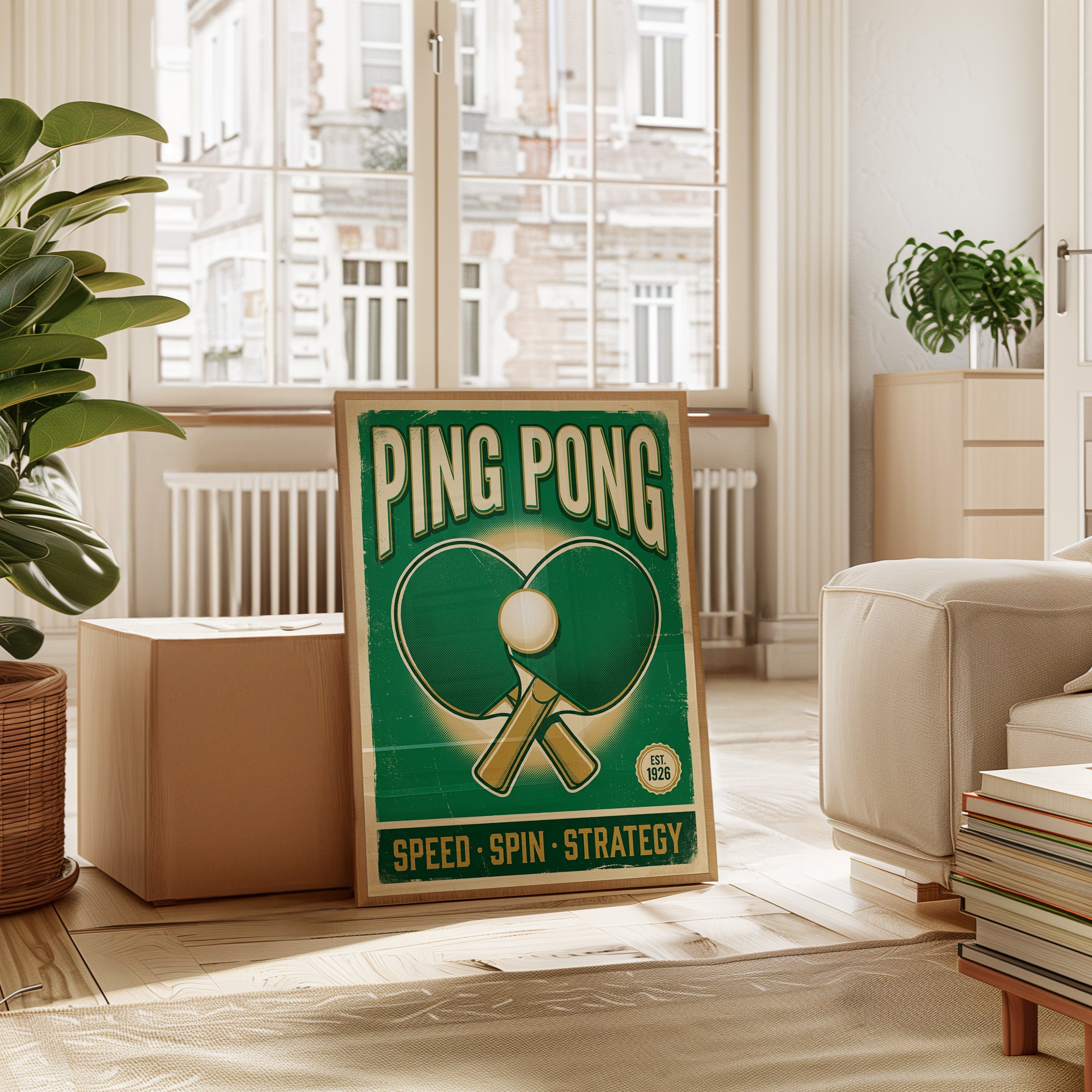 Vintage Ping Pong Poster Print — Retro Table Tennis Art - interior
