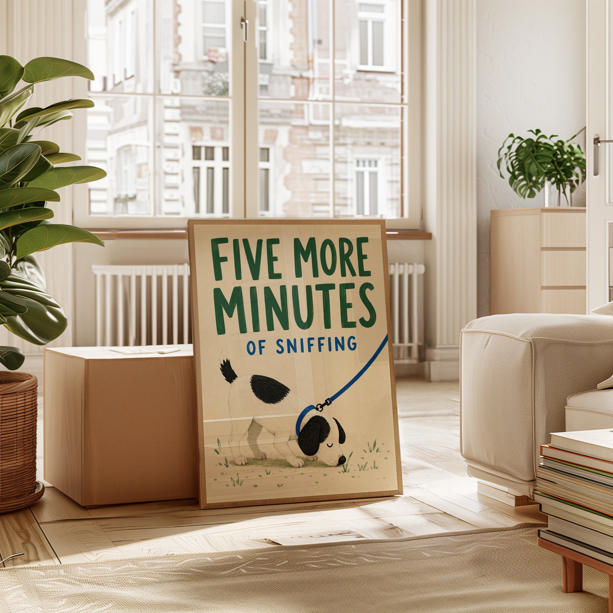 Funny Dog Poster – Five More Minutes Wall Art - interior