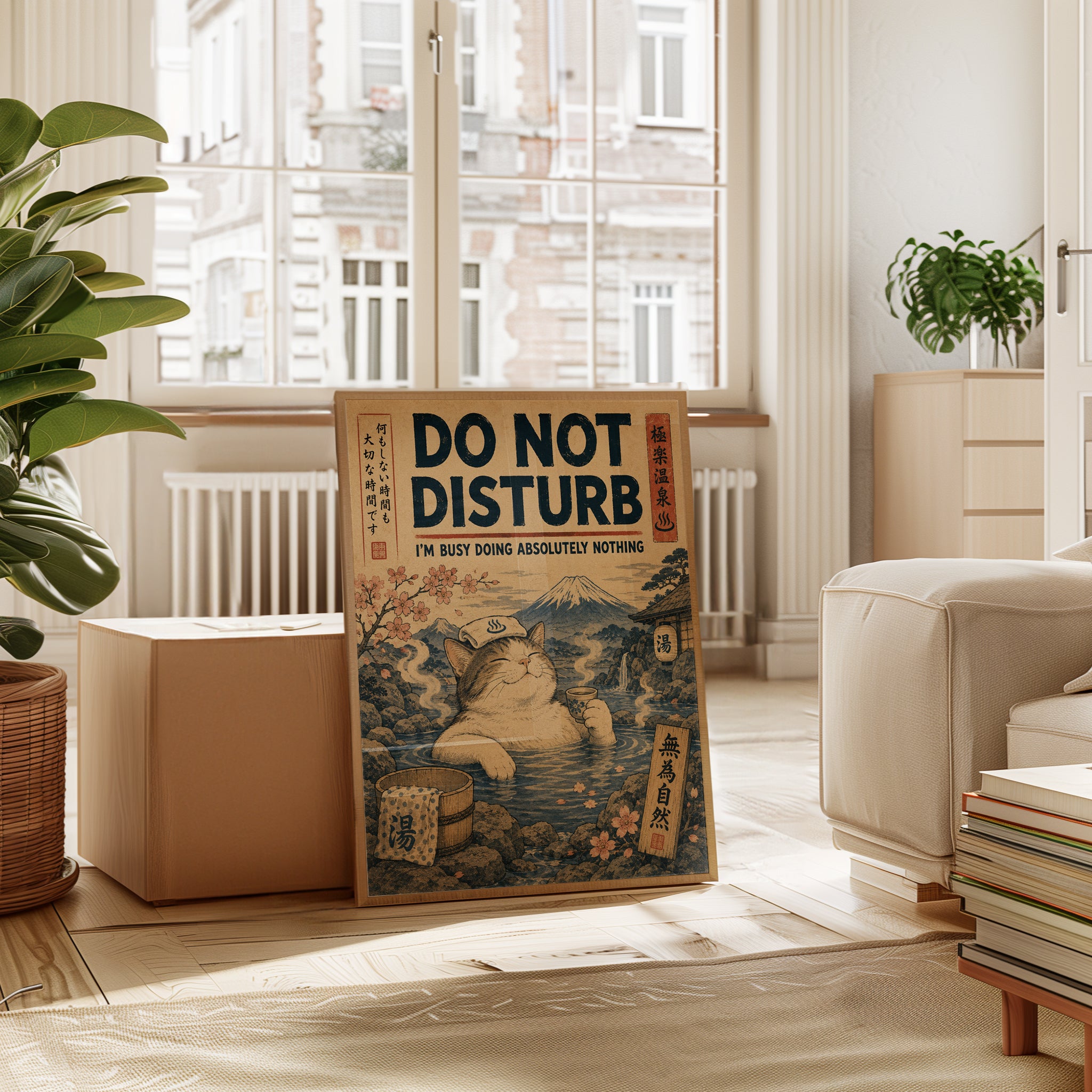 Do Not Disturb Sign – Japanese Cat Wall Art - interior