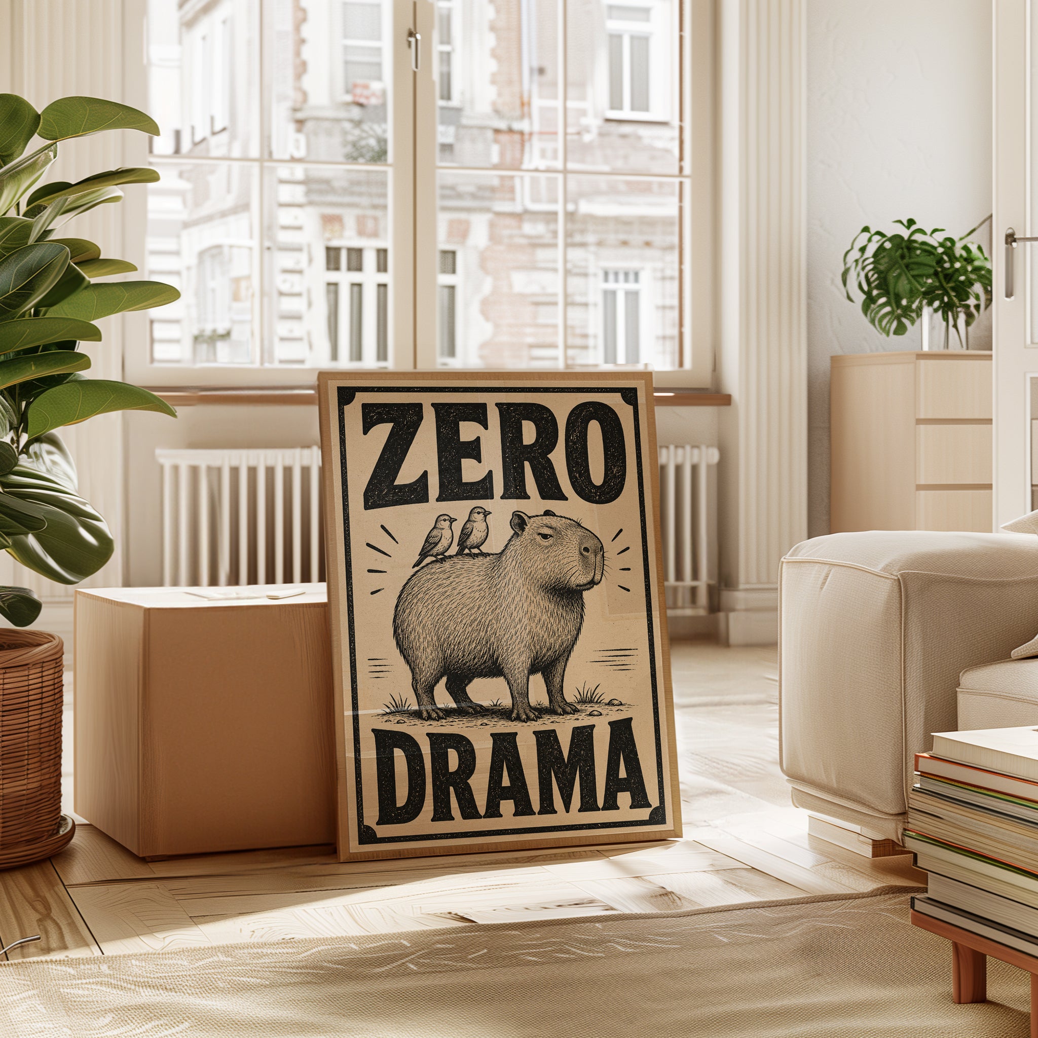 Capybara Wall Art Print – Retro Humor - interior