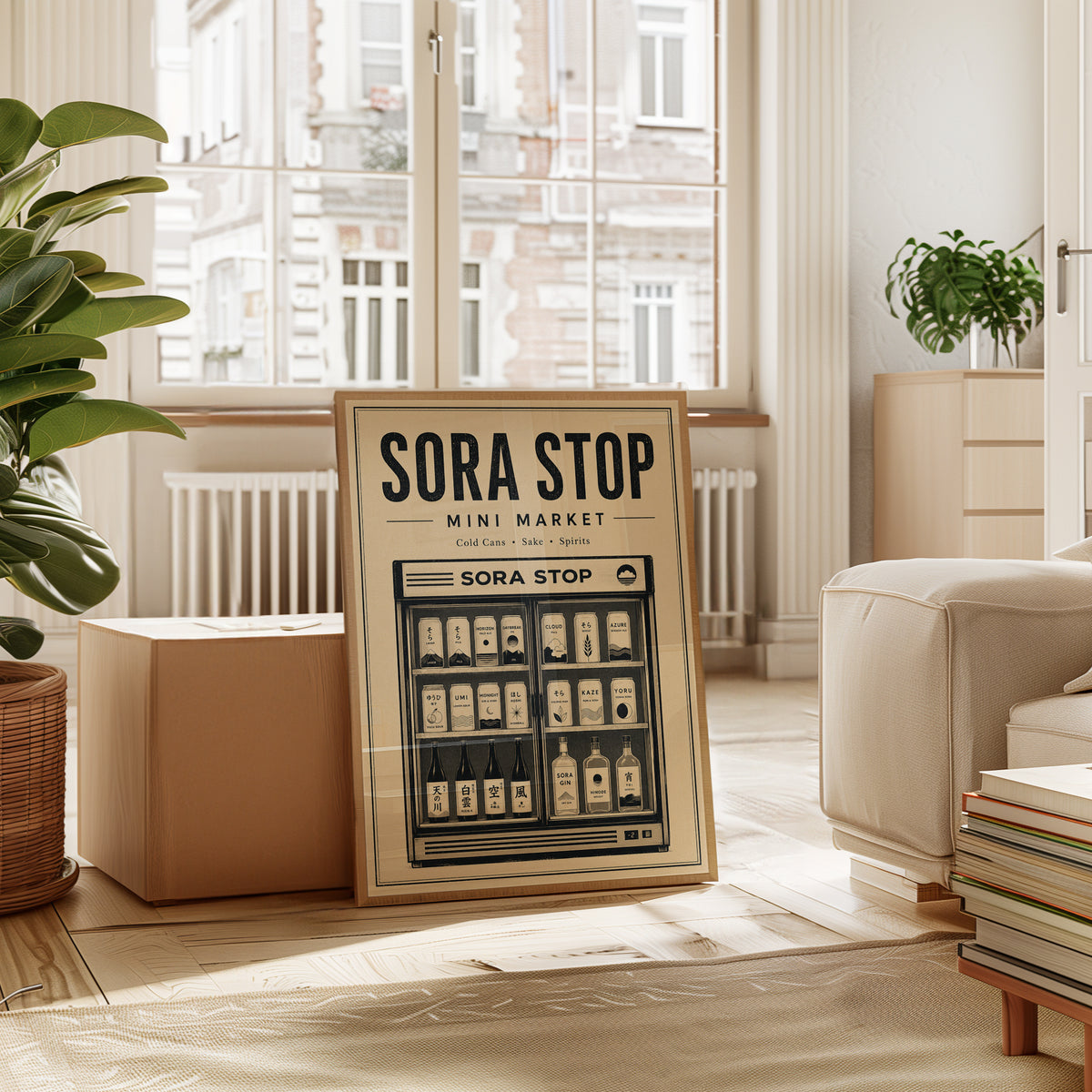 Sora Stop Mini Market Print: Japanese Vending Machine Art Poster - interior