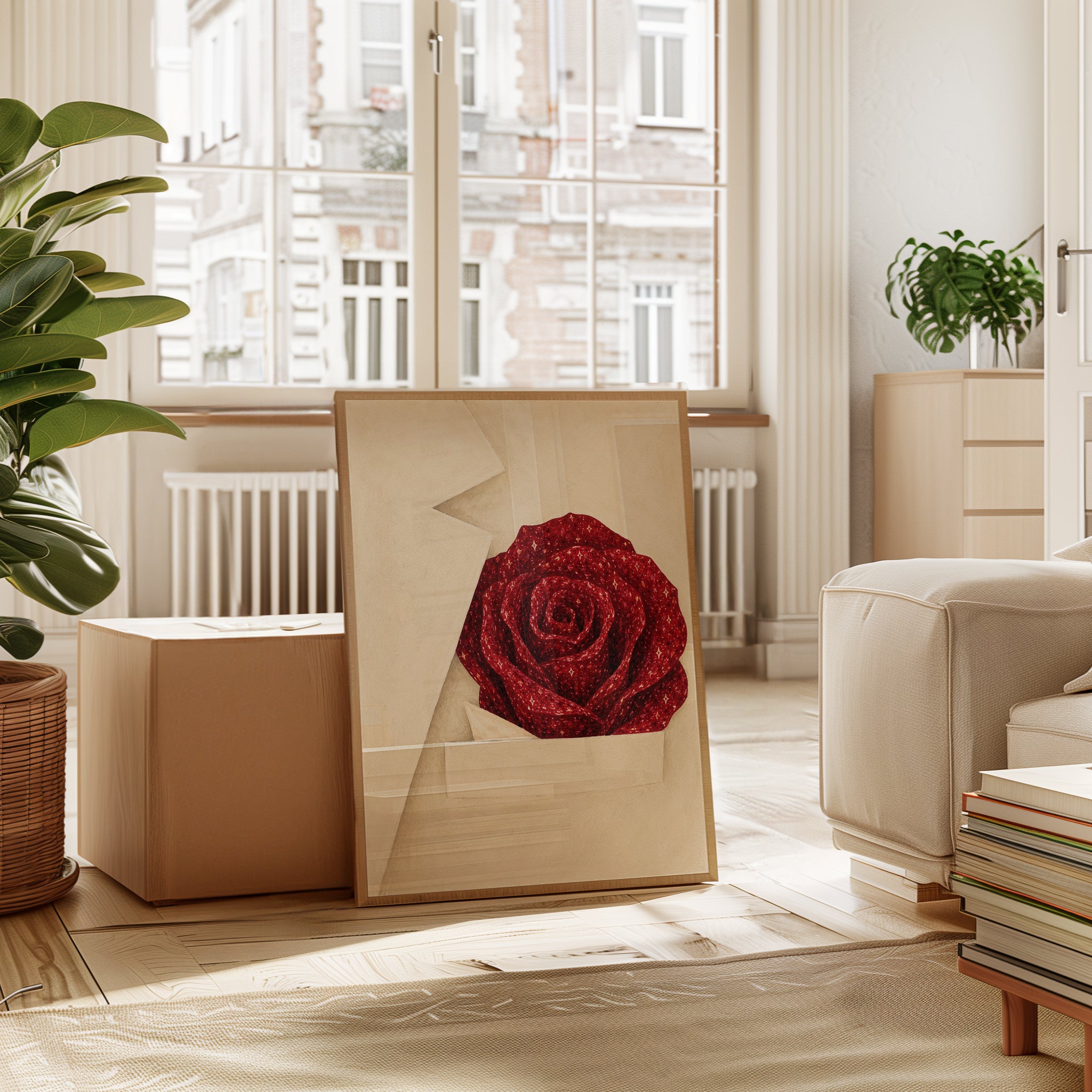 Red Rose Wall Art – Botanical Print - interior