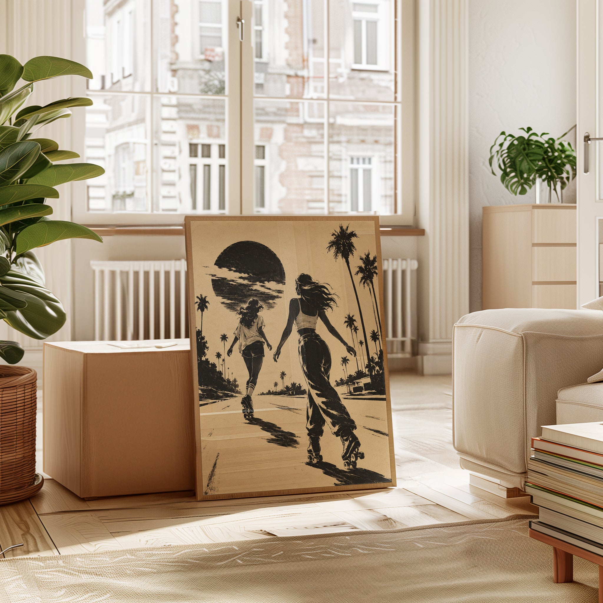 Roller Skating Wall Art – Mother Daughter Print - interior
