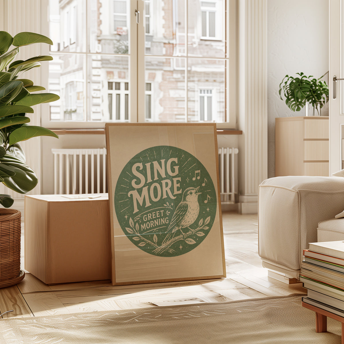 Motivational Wall Art: Vintage Bird Design - interior