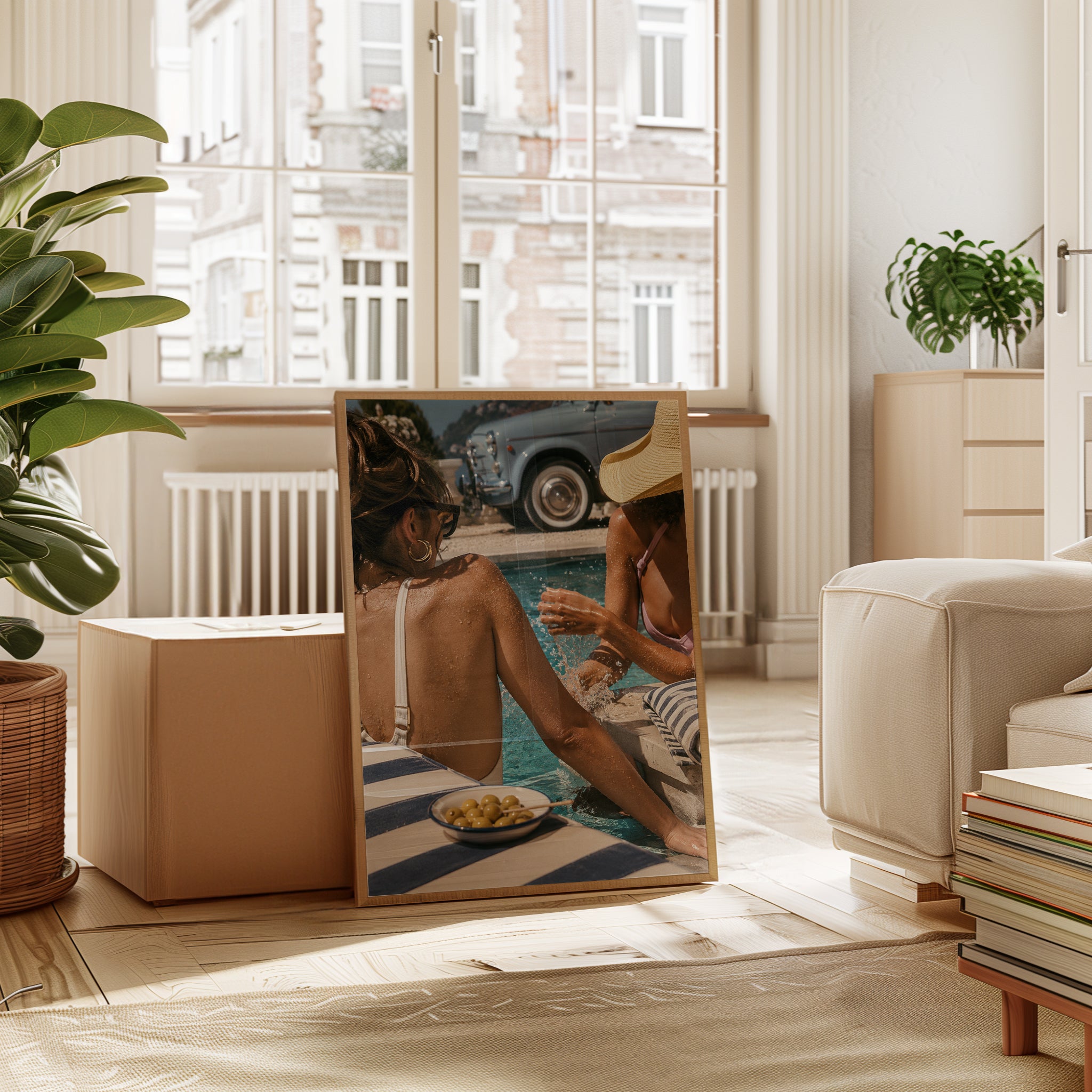 Poolside Riviera Summer Print: Vintage Mediterranean Lifestyle Art - interior