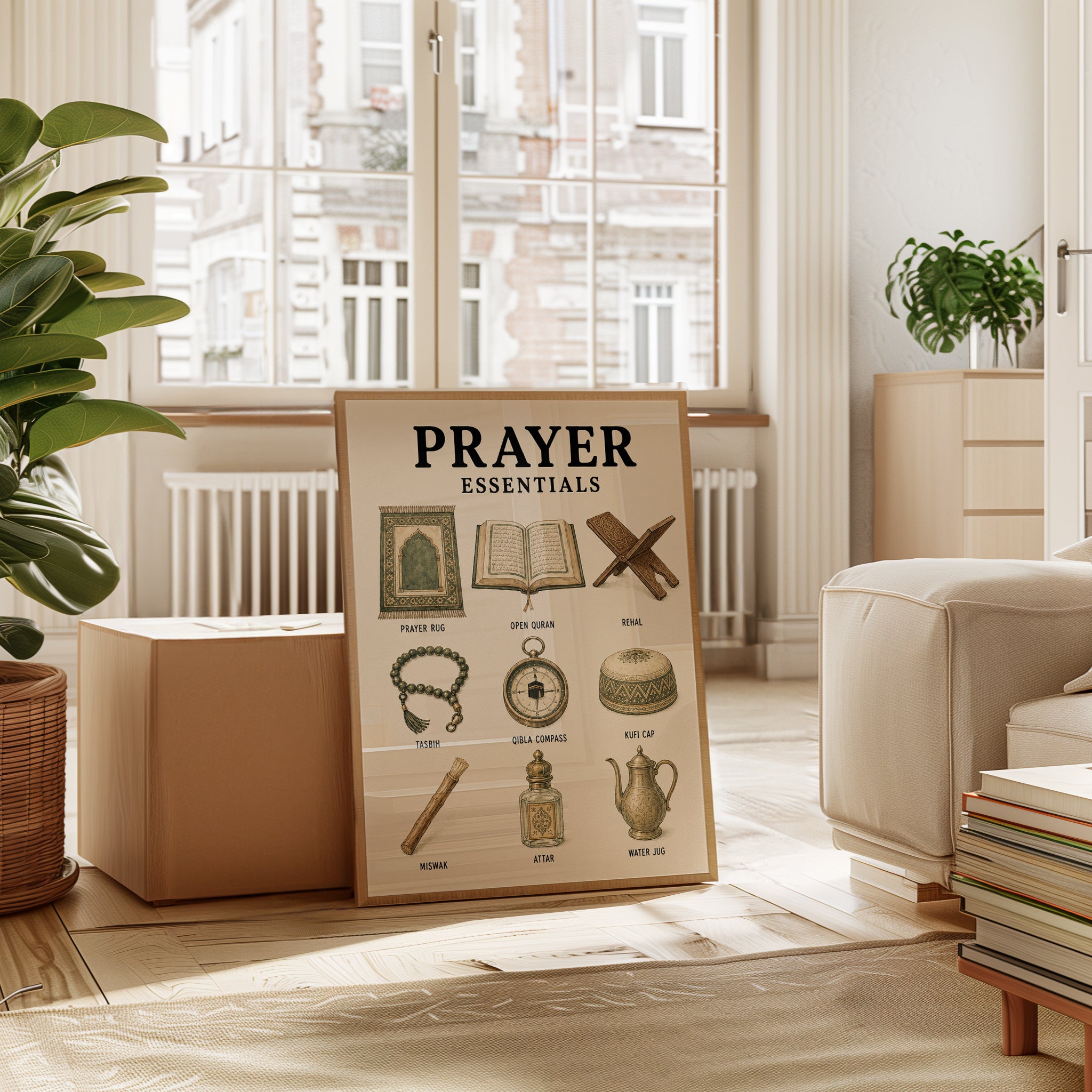 Prayer Essentials Wall Art: Vintage Islamic Illustration - interior