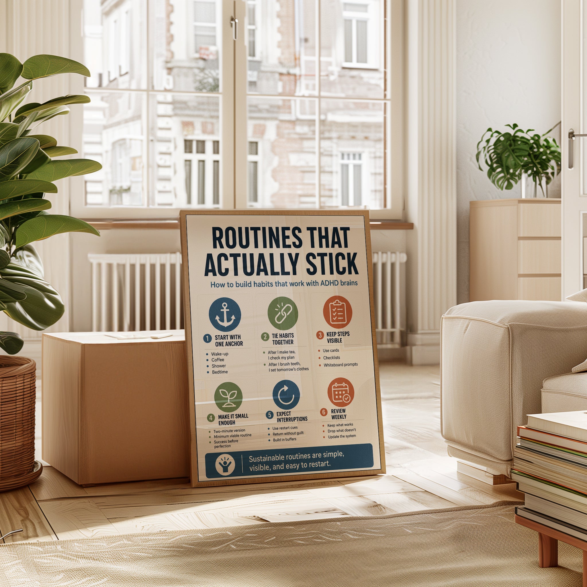 ADHD Habit Building Infographic Poster: Navy and Sage Design - interior