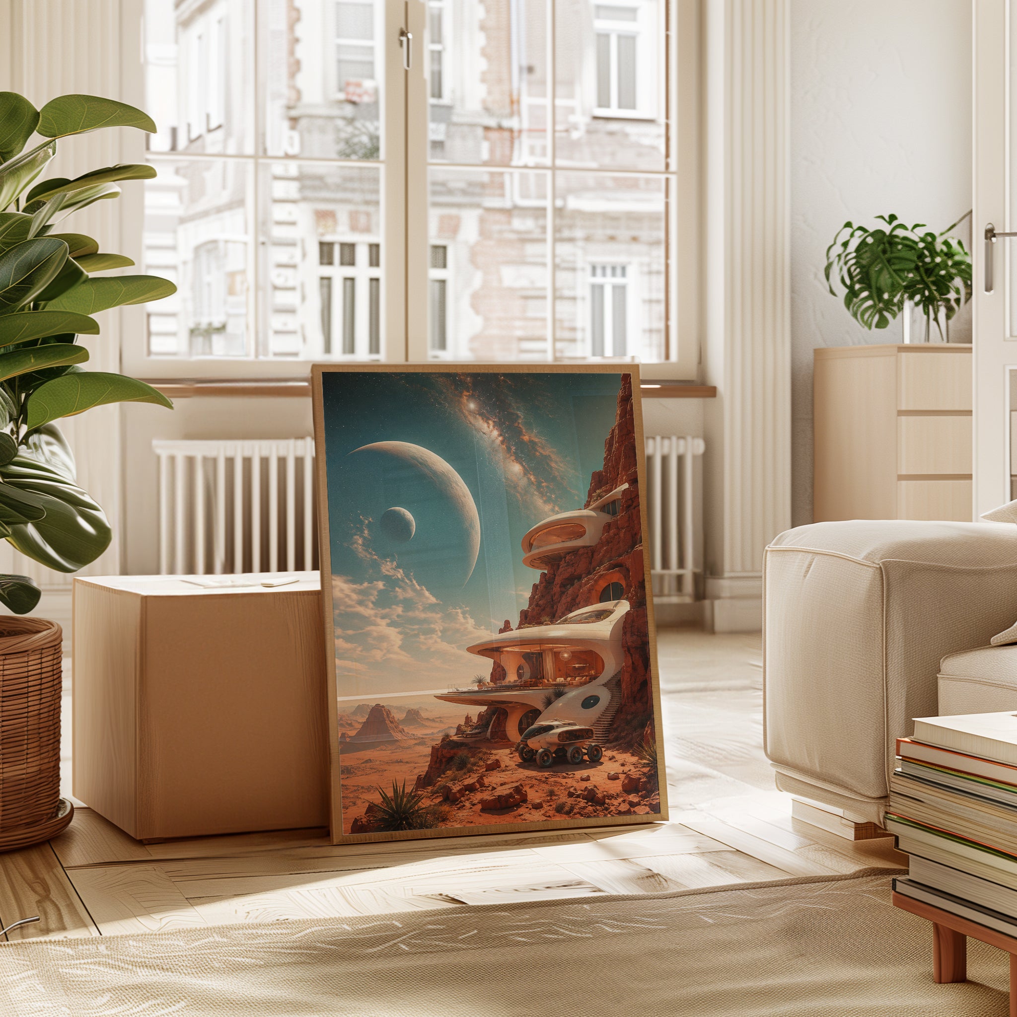 Futuristic Mars Colony Architecture: Sci-Fi Desert Wall Art - interior