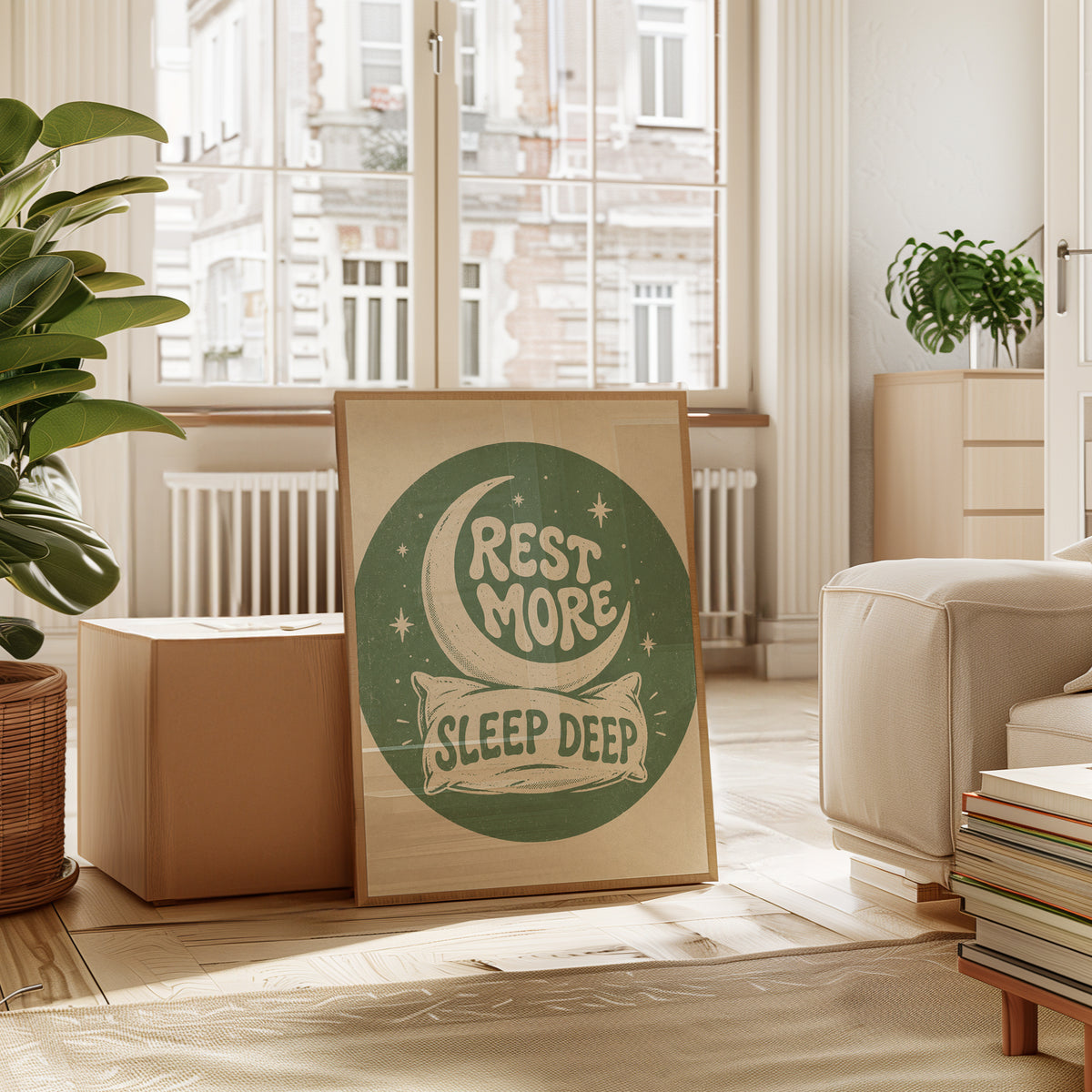 Vintage Moon & Stars Print - interior