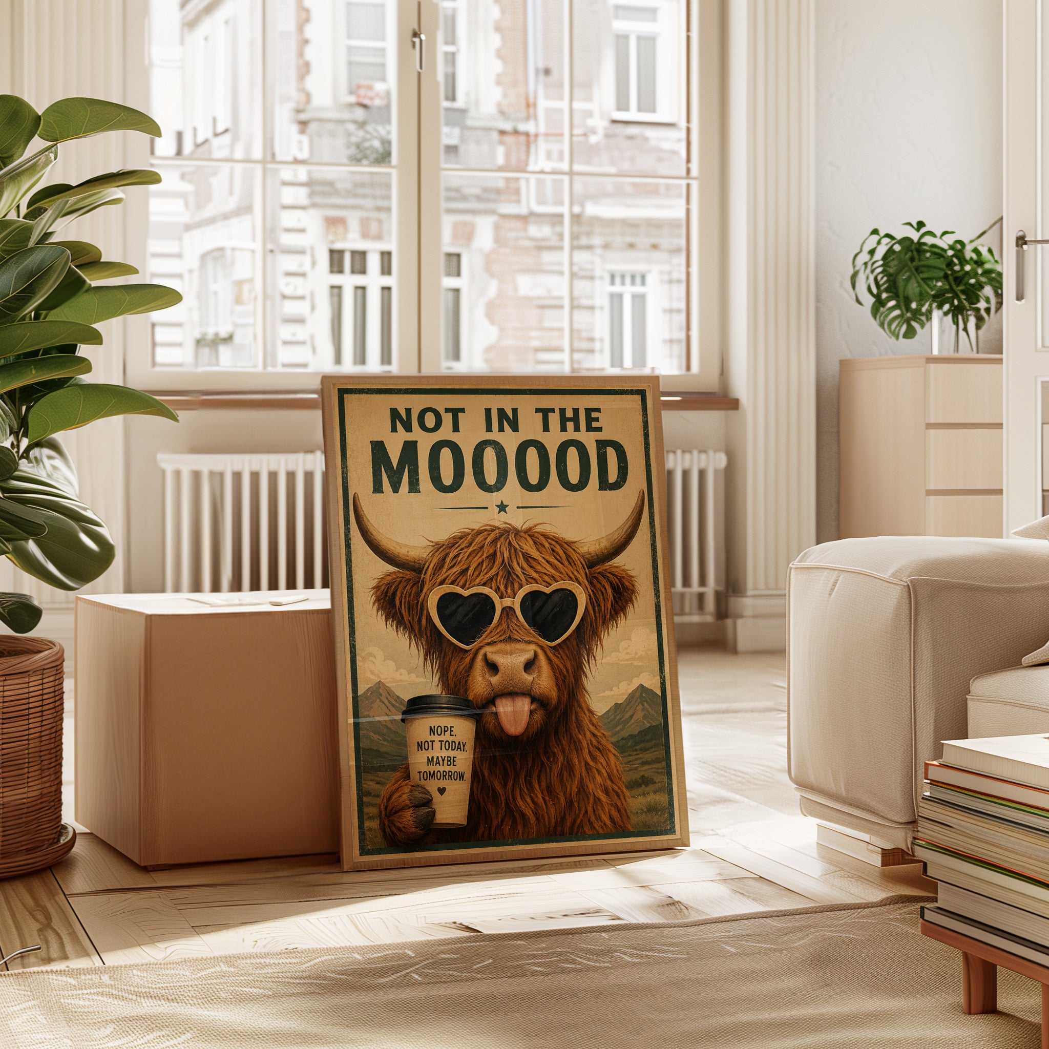 Highland Cow Wall Art – Funny Bathroom Print - interior
