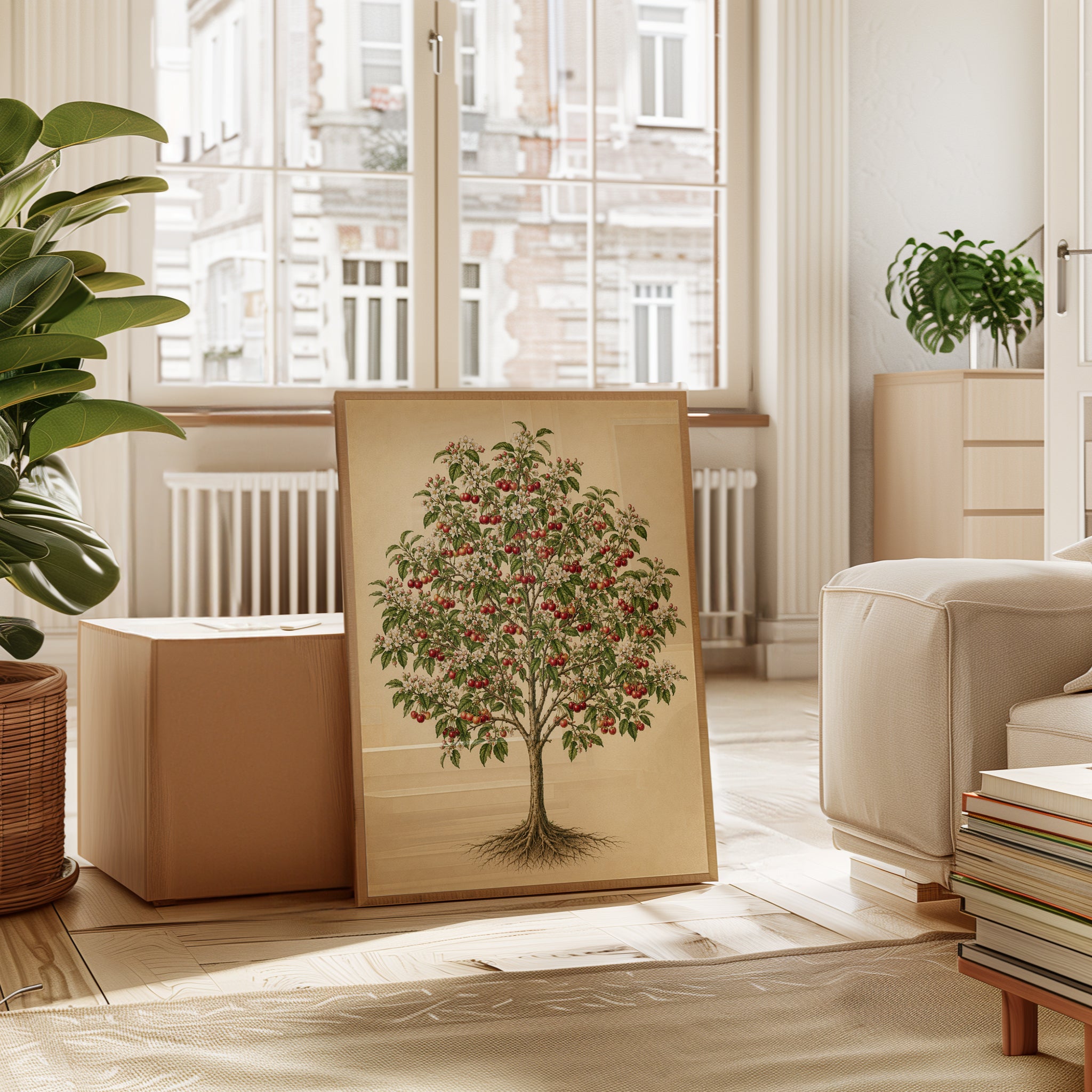 Cherry Tree Botanical Print: Vintage Fruit Tree Illustration - interior