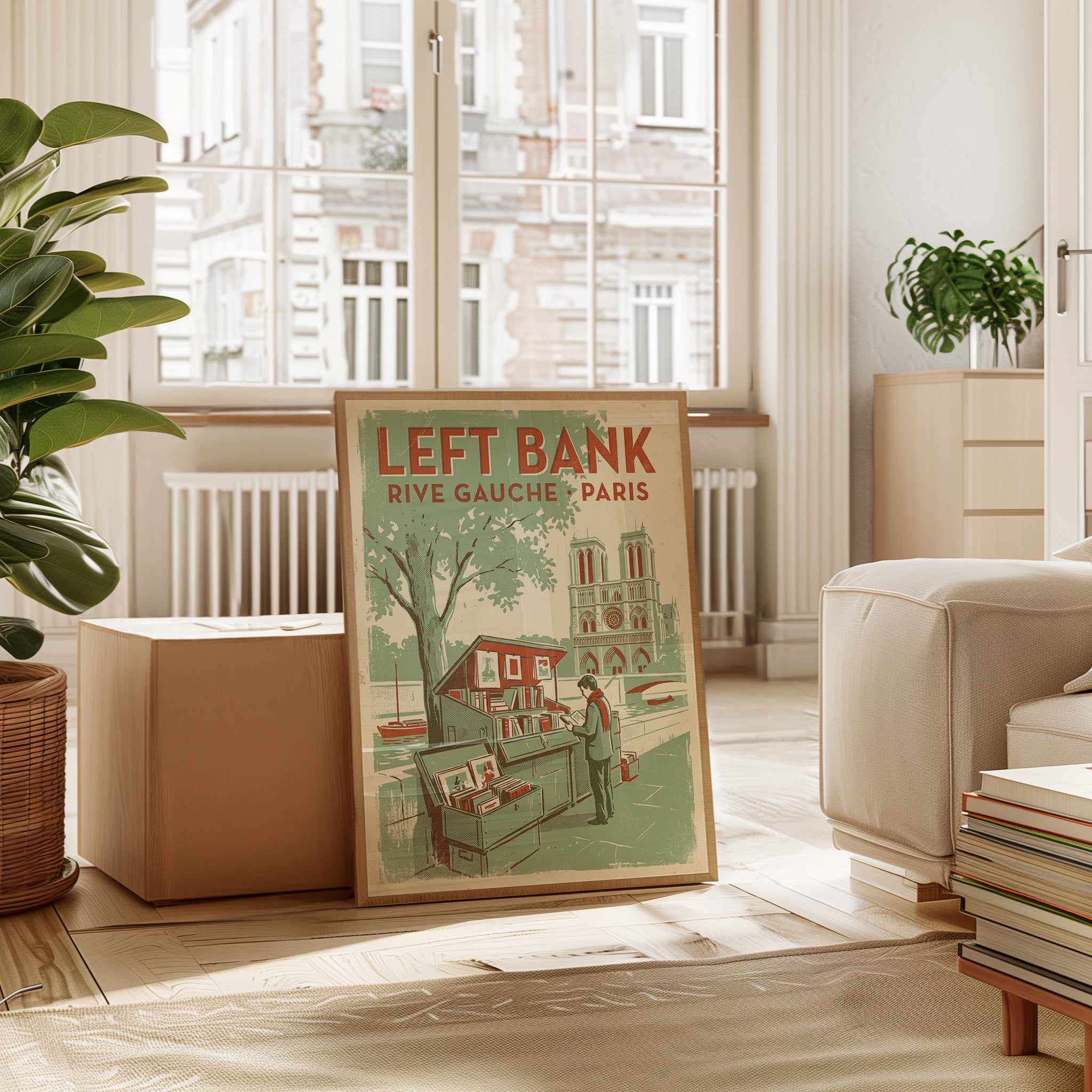 Left Bank Paris Poster: Vintage Travel Art With Notre Dame - interior