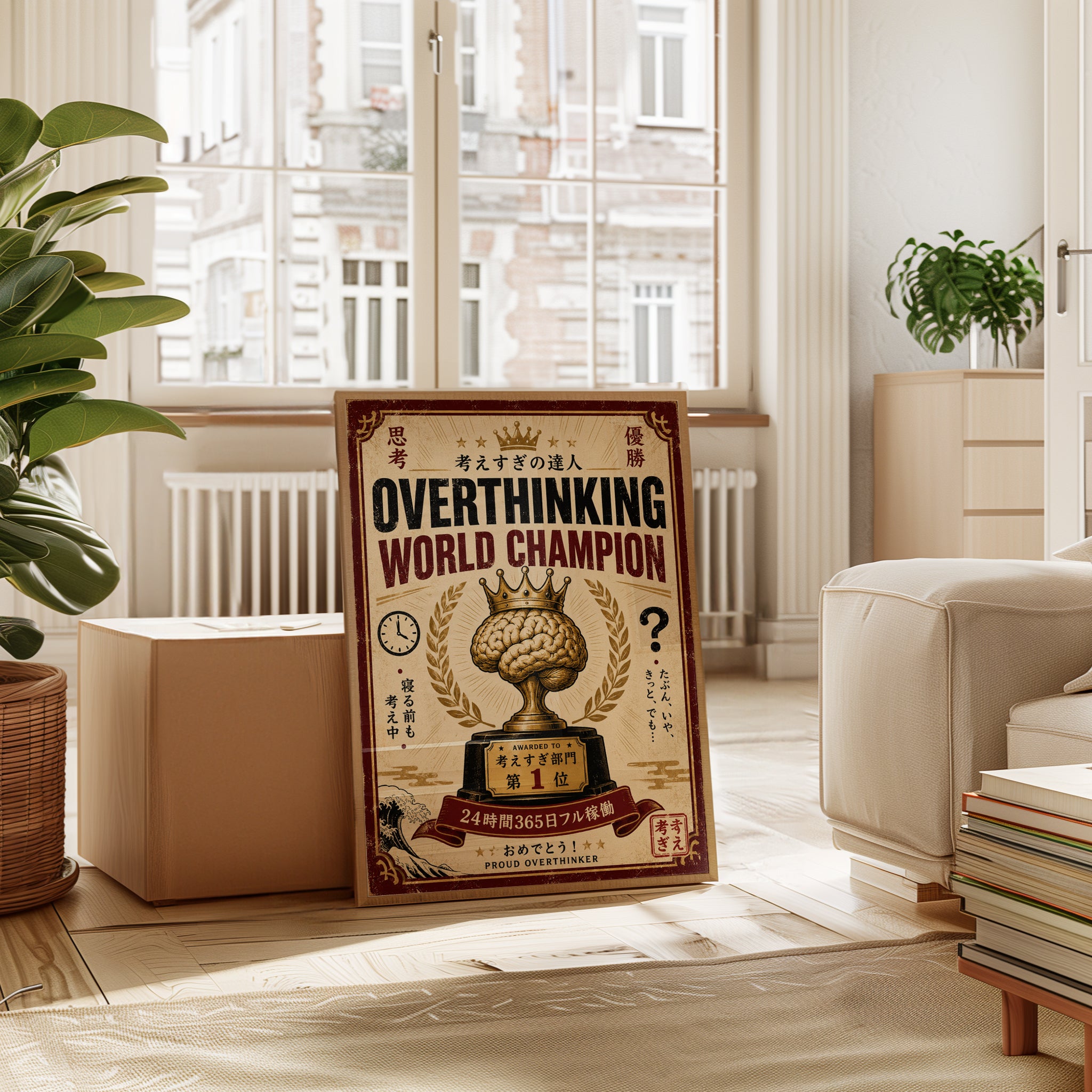 Overthinking World Champion Wall Art: Vintage Japanese Trophy Poster - interior
