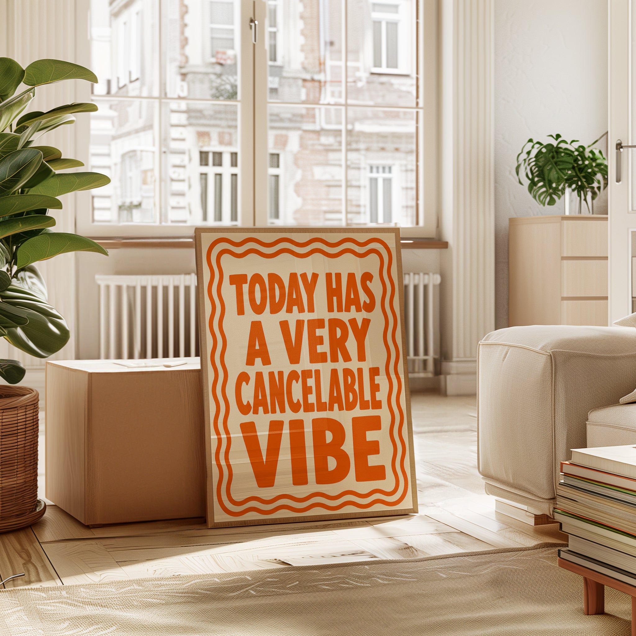 Cancelable Vibe Typography Poster: Retro Orange Text Art - interior