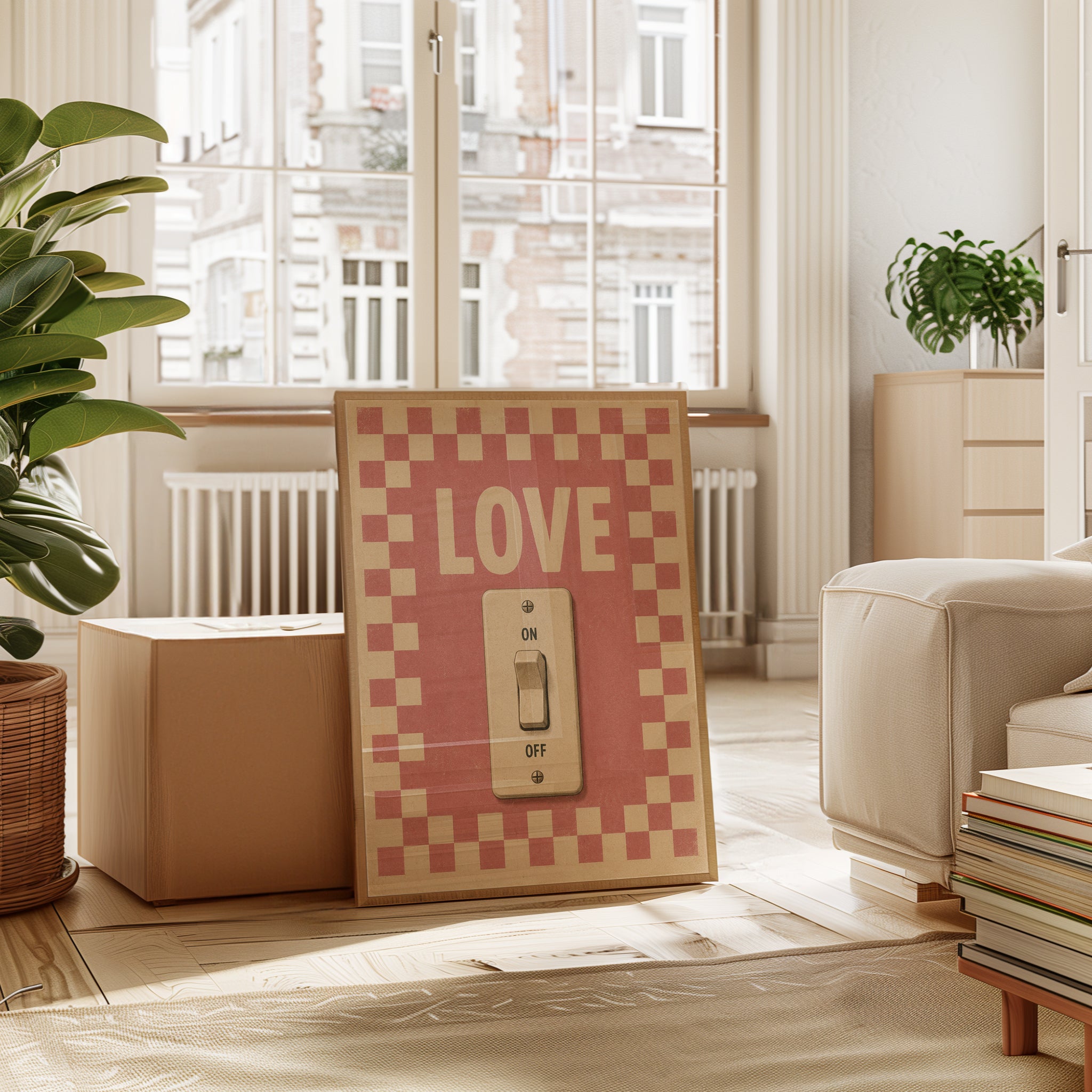 Love On Off Poster – Retro Typography Print - interior