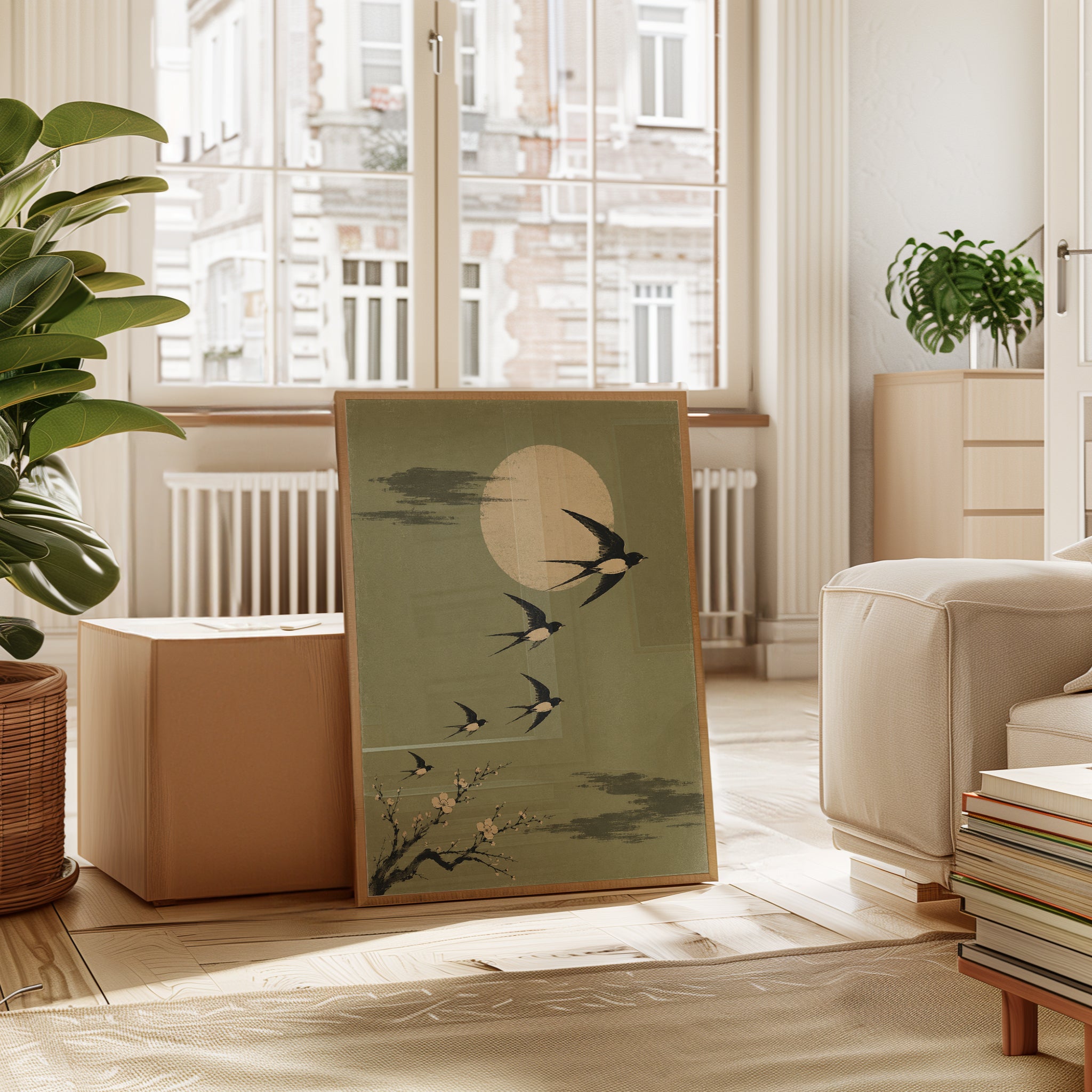 Japanese Swallows Art Print - interior