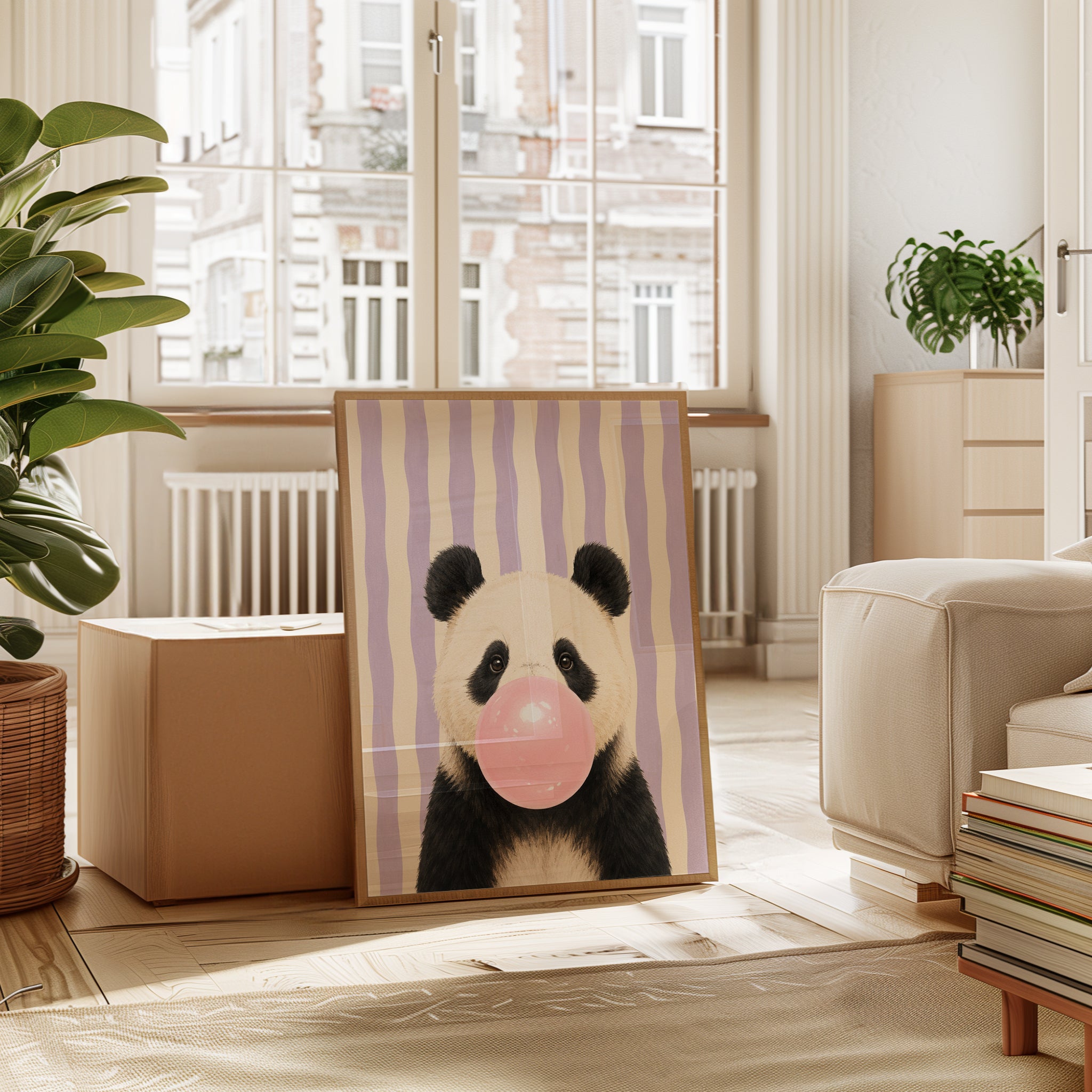 Panda Bubble Gum Print – Nursery Wall Art - interior