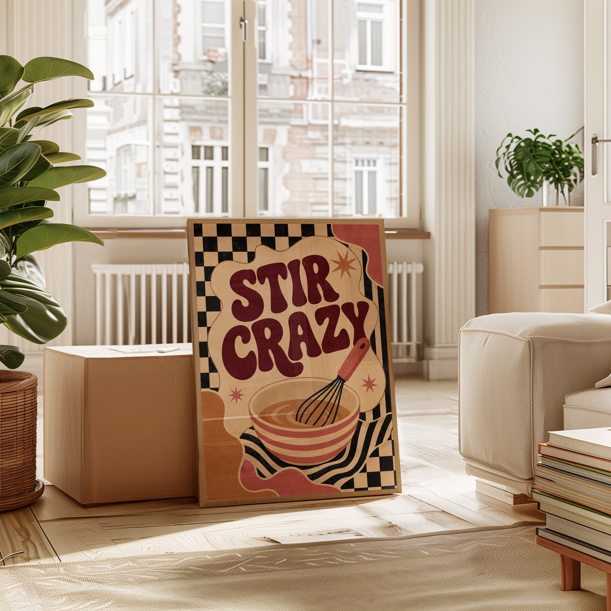 Stir Crazy Retro Kitchen Art Print: Vintage Baking Poster - interior