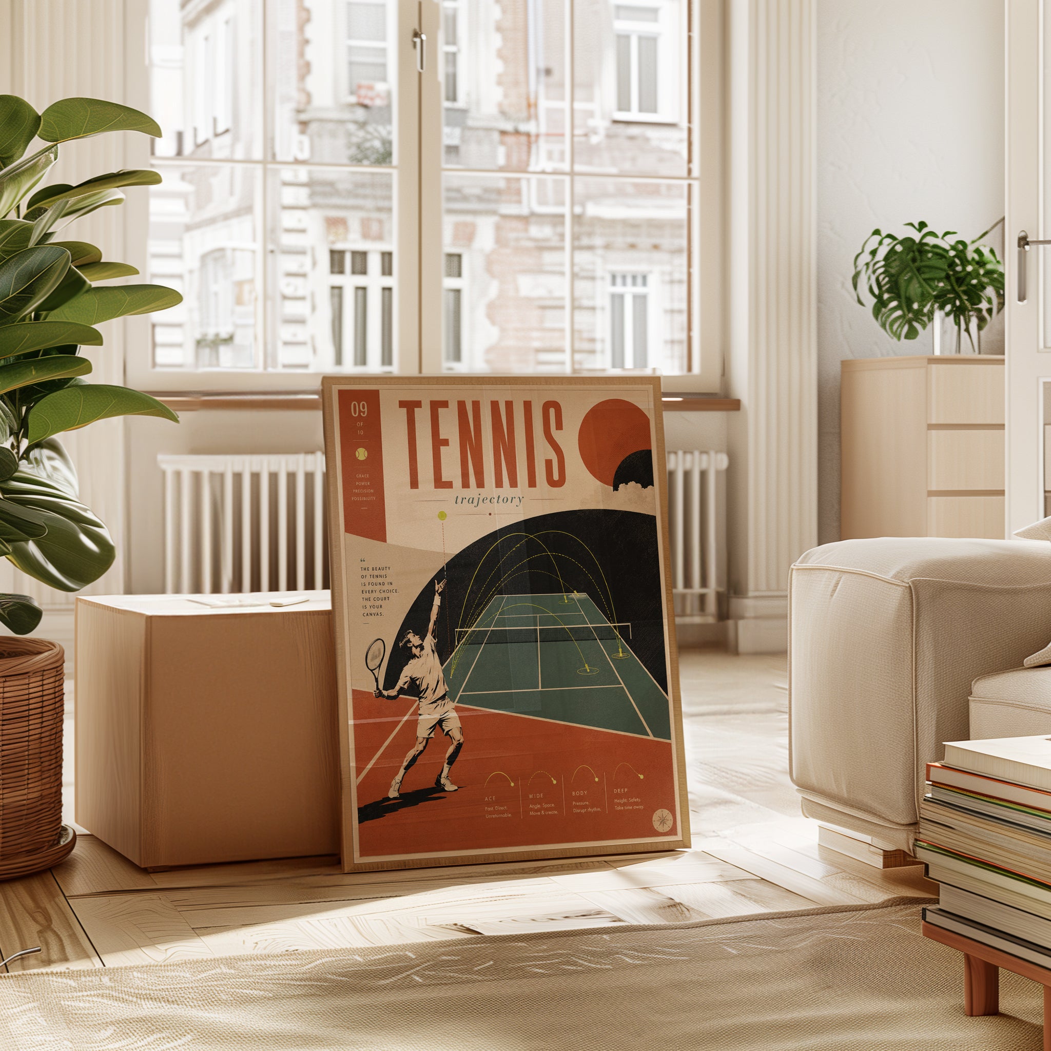 Tennis Poster Print: Retro Game Room Art (Vintage Infographic Design) - interior