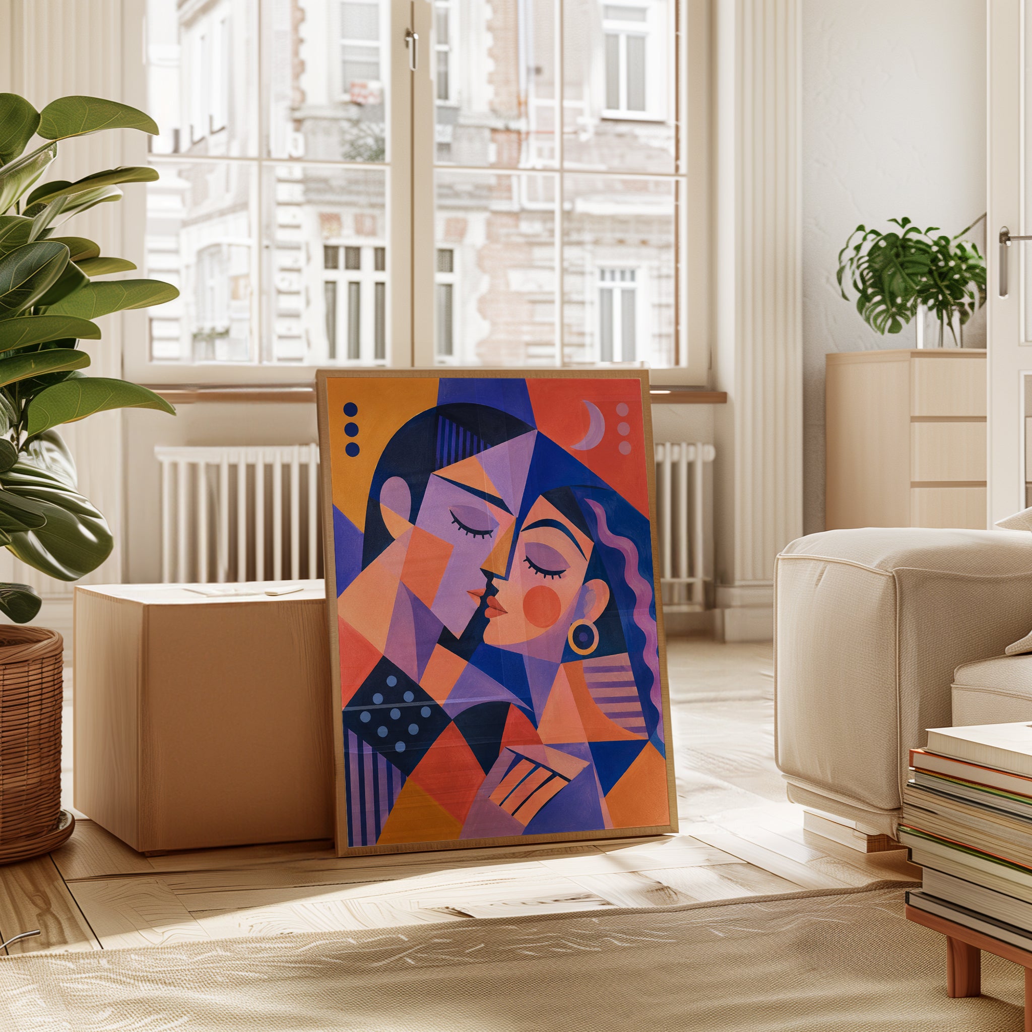 Cubist Portrait Print – Abstract Face Wall Art - interior