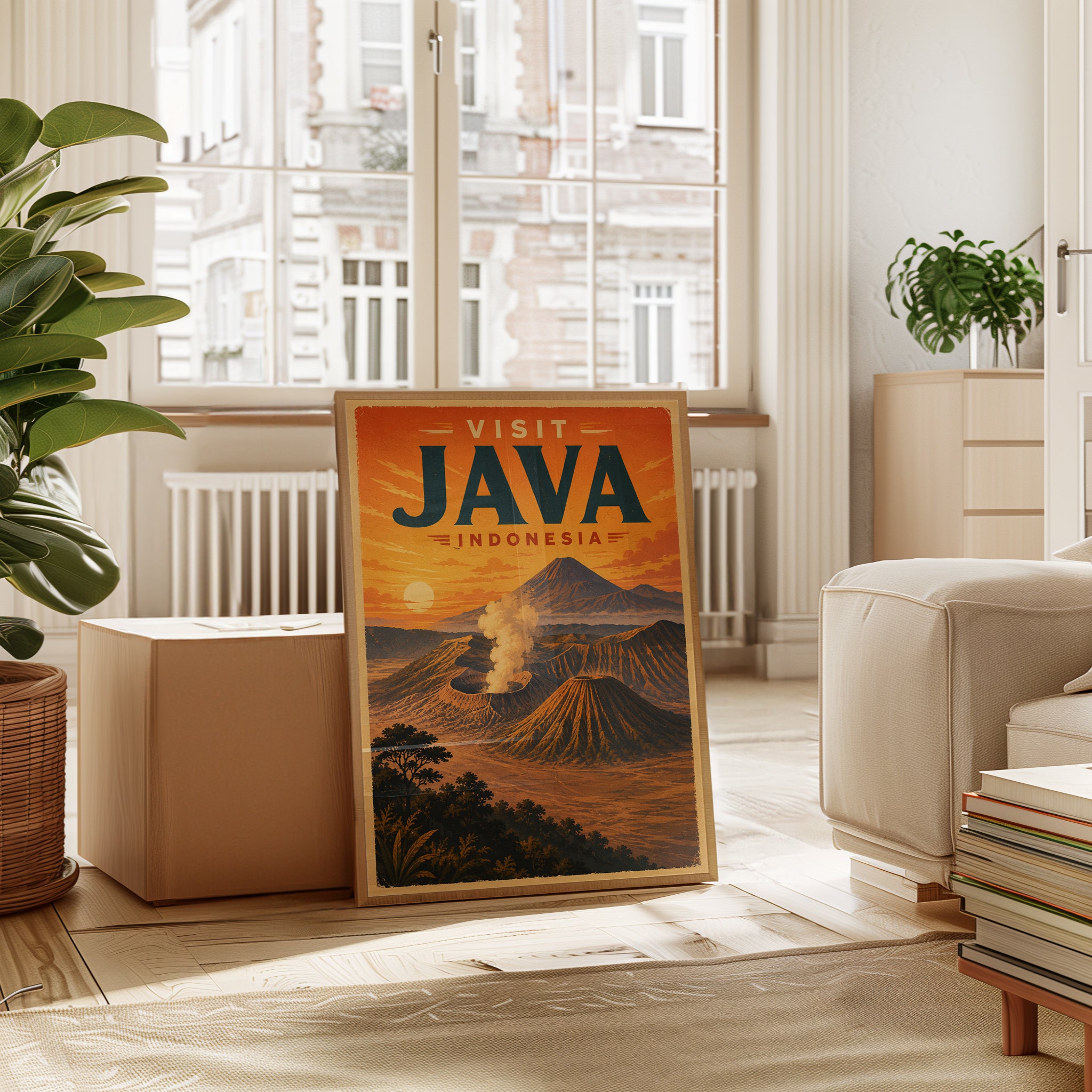 Vintage Travel Poster – Java Indonesia Print - interior