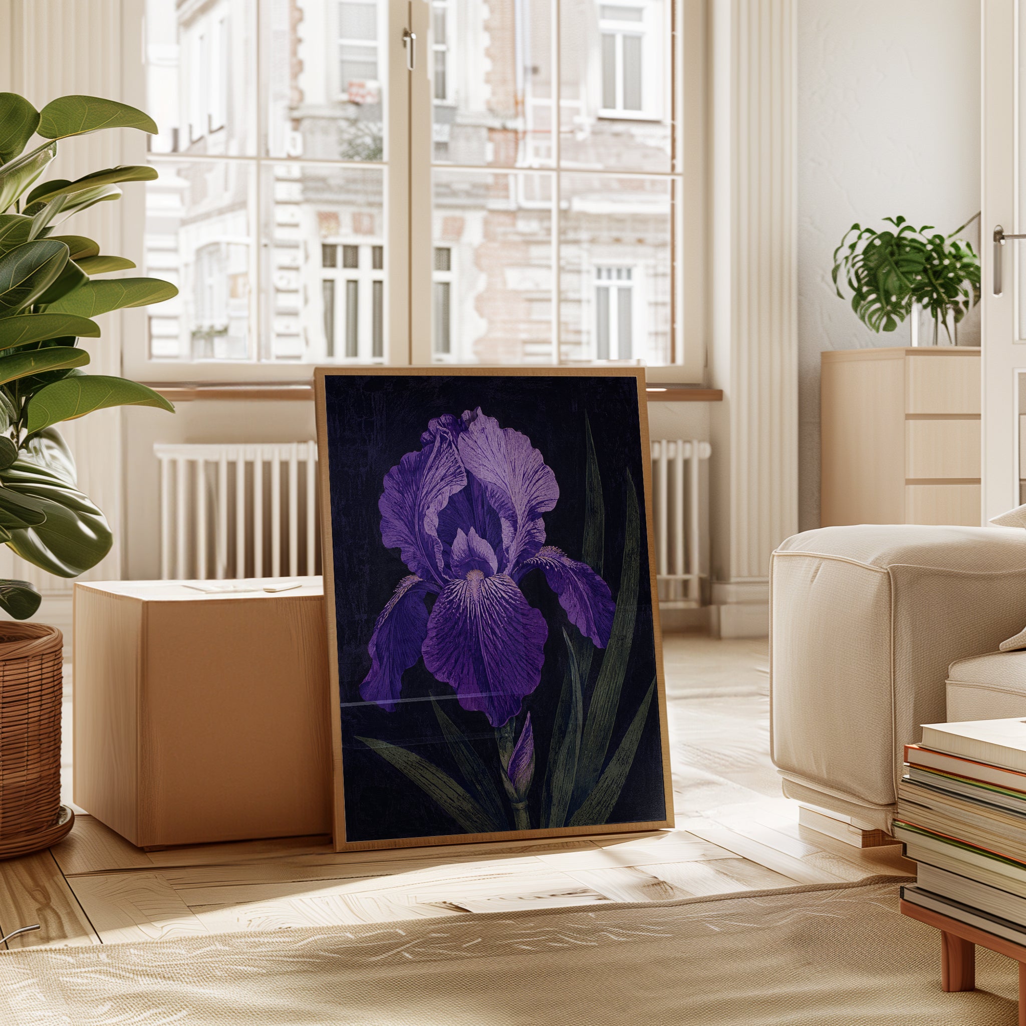 Iris Wall Art – Purple Flower Print - interior