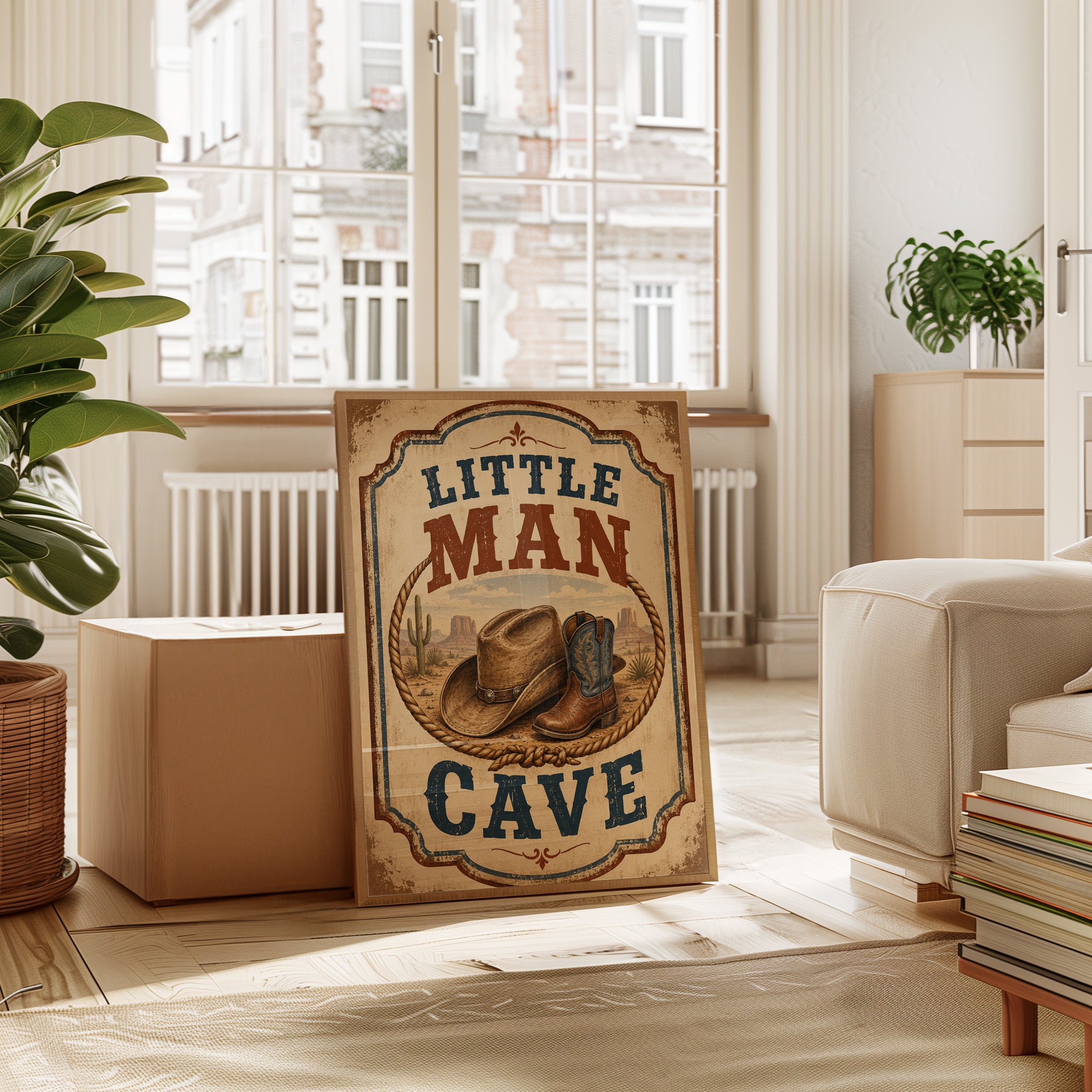 Western Nursery Wall Art – Little Man Cave Print - interior