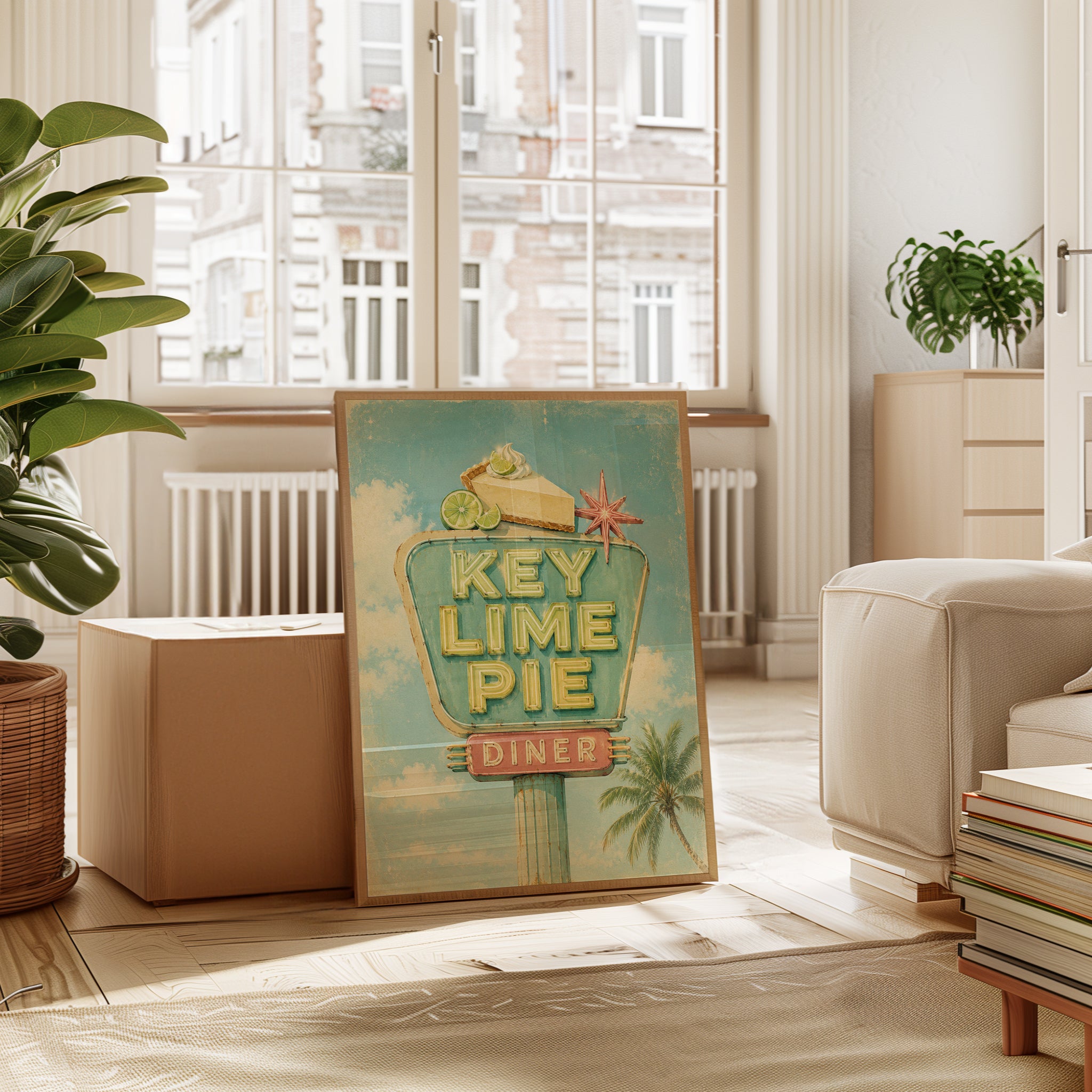 Vintage Diner Wall Art – Retro Key Lime Pie Sign - interior