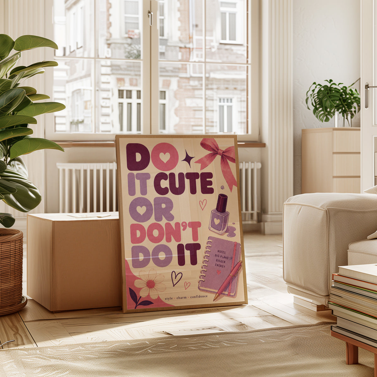 Do It Cute Motivational Print: Pink and Purple Typography Poster - interior