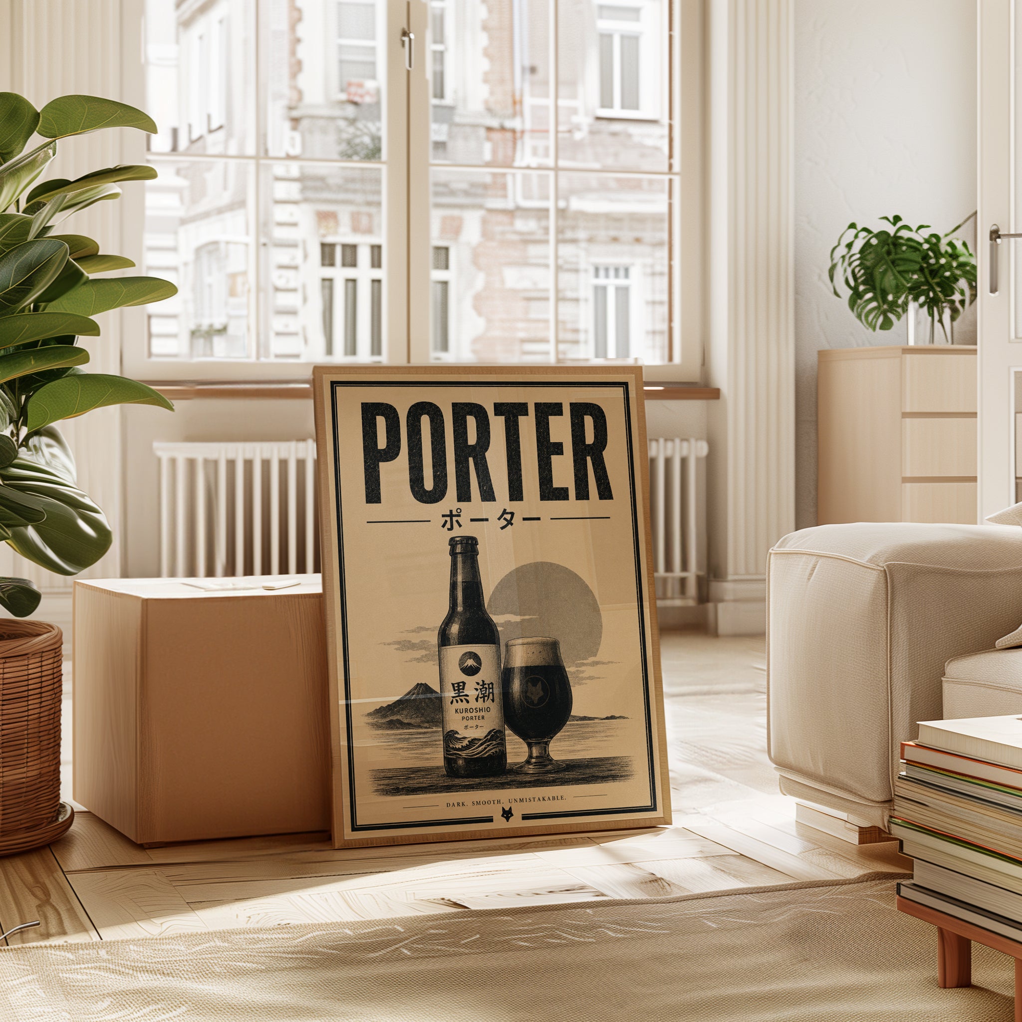 Vintage Japanese Porter Beer Print - interior