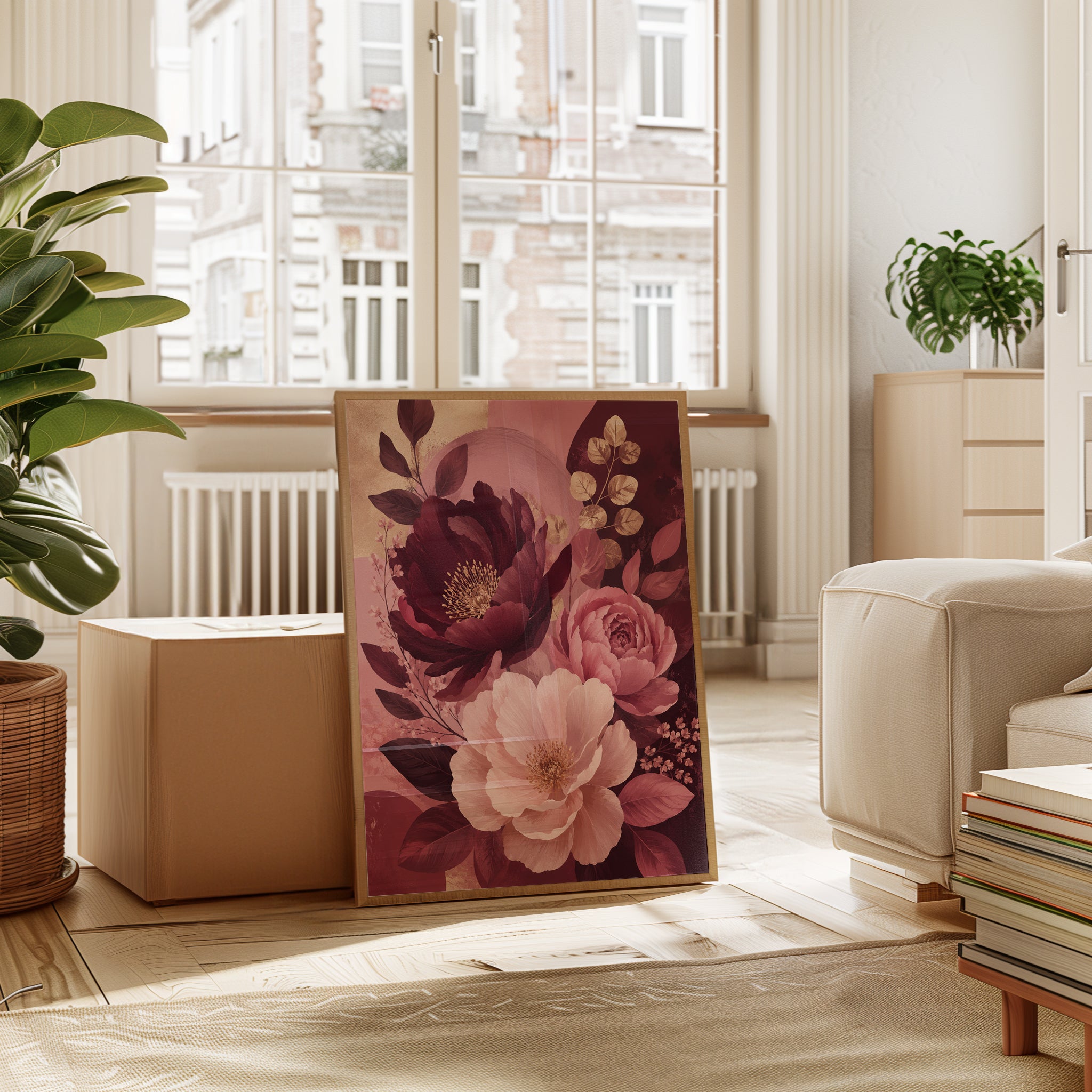 Burgundy Pink Floral Print - interior