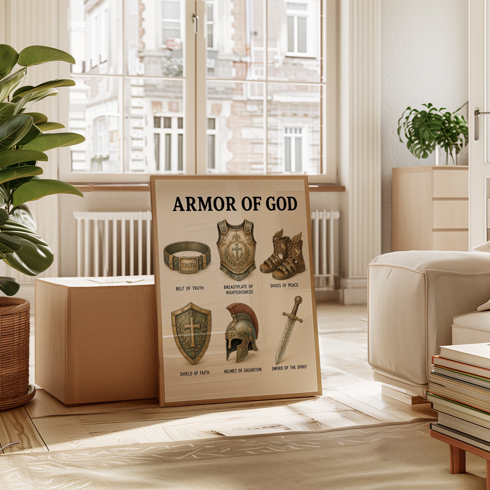 Armor of God Print: Christian Scripture Art in Gold and Bronze - interior