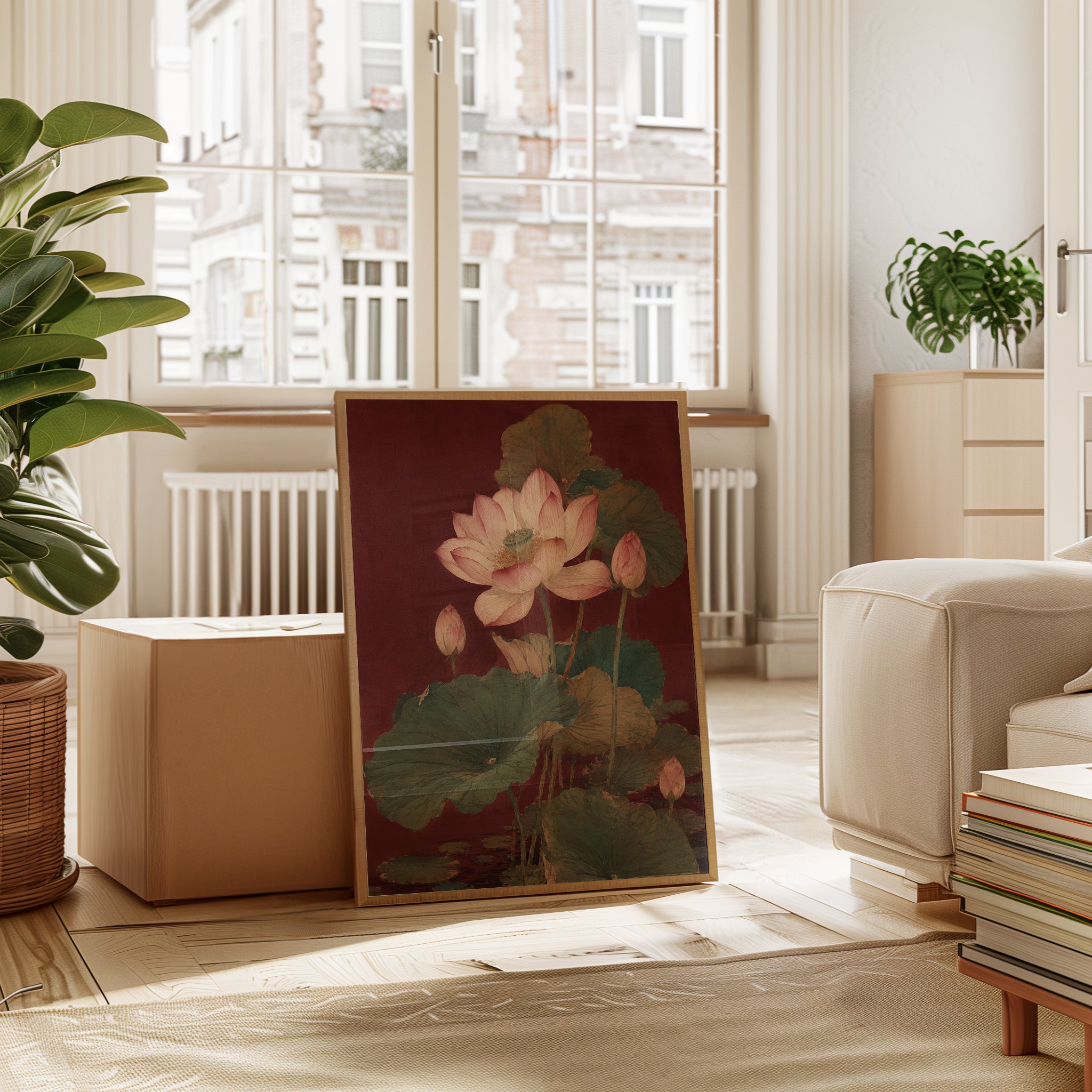 Lotus Flower Botanical Print — Vintage Asian Style - interior