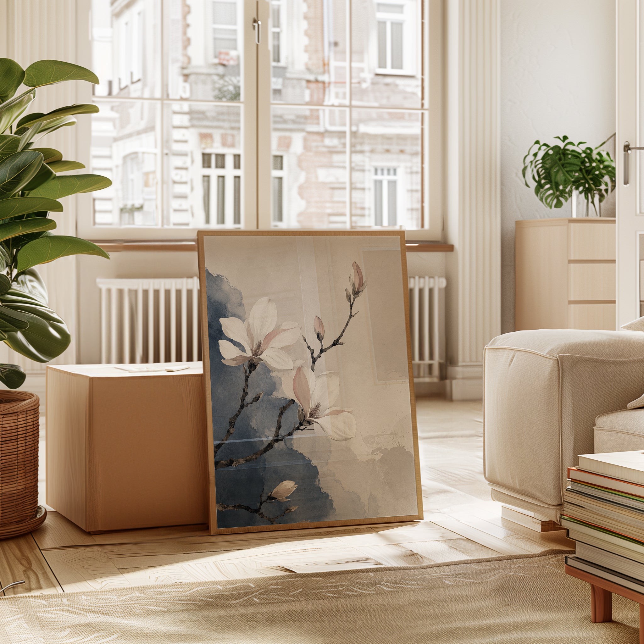 Magnolia Wall Art – Watercolor Floral Print - interior