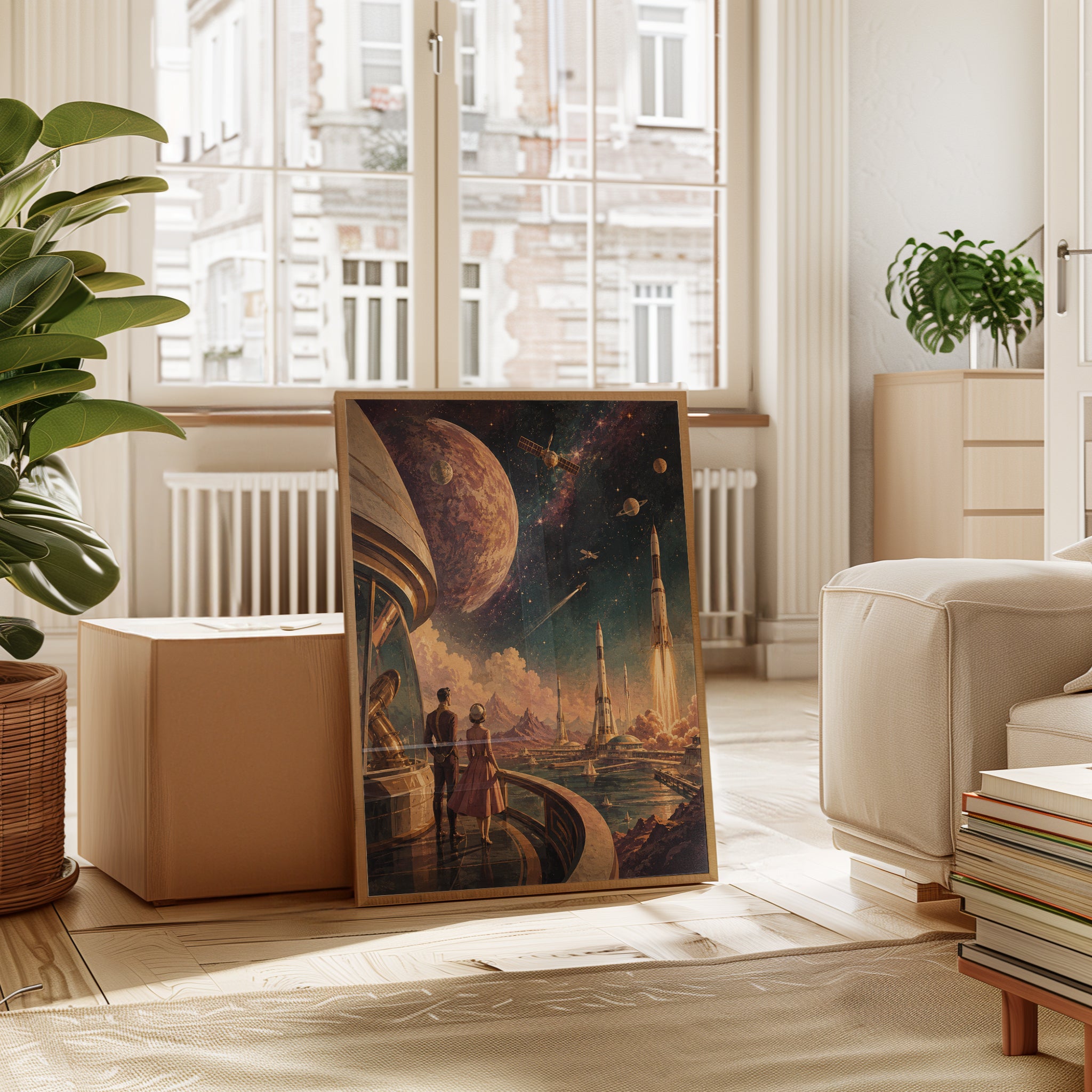 Retro Futuristic Space Colony Art Print: Golden Age Sci-Fi - interior