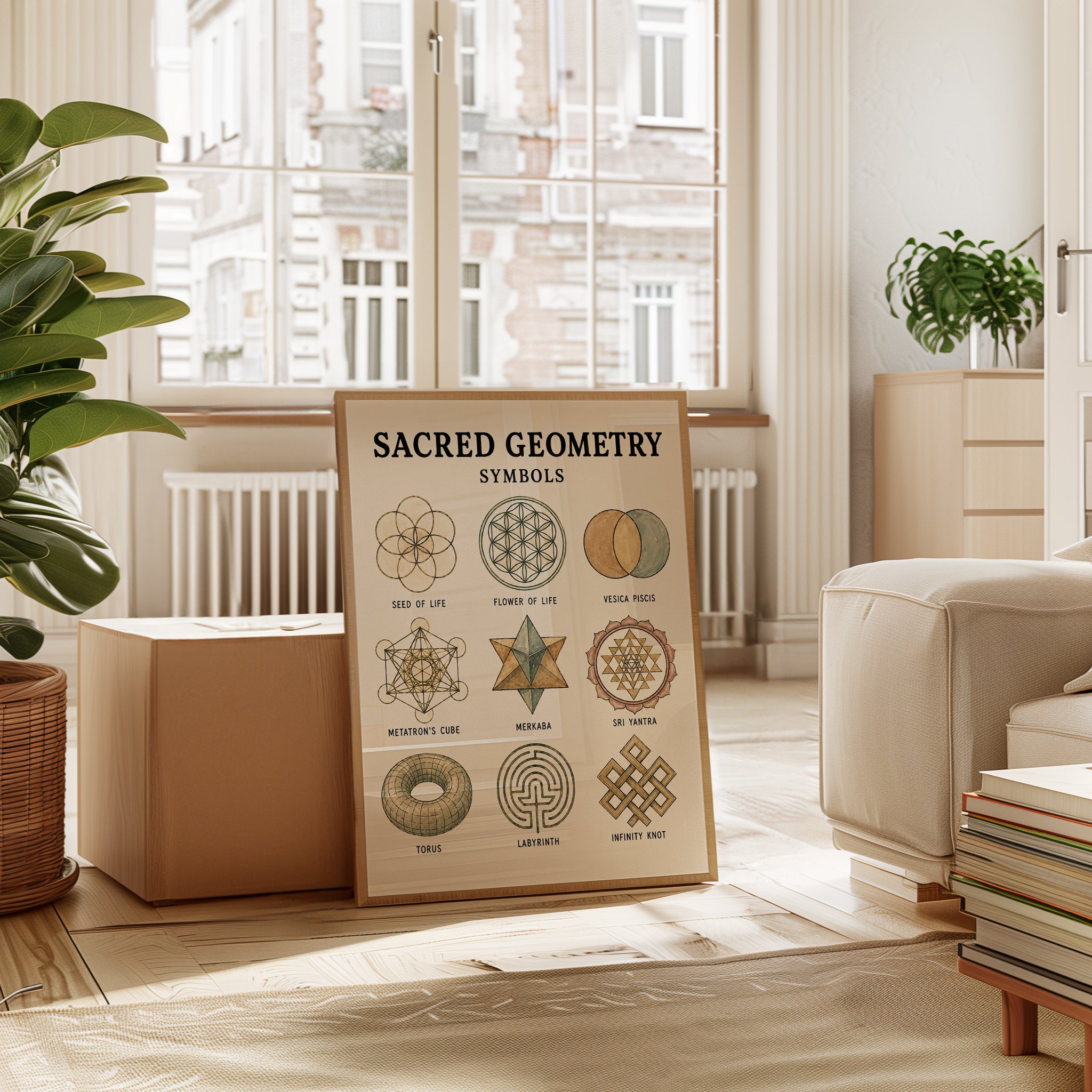 Sacred Geometry Print — Educational Symbols Chart - interior