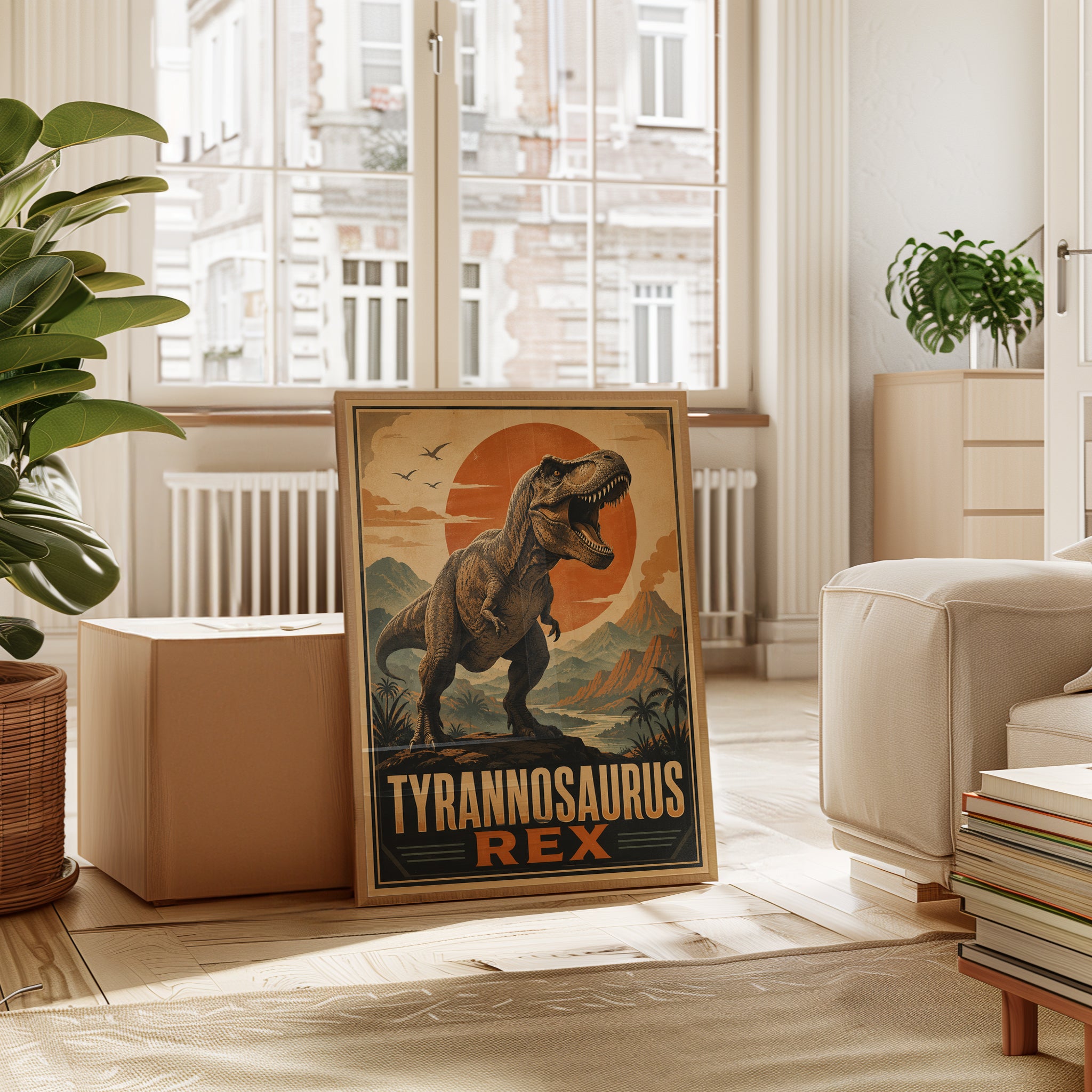 Dinosaur Wall Art: Retro T-Rex Poster - interior