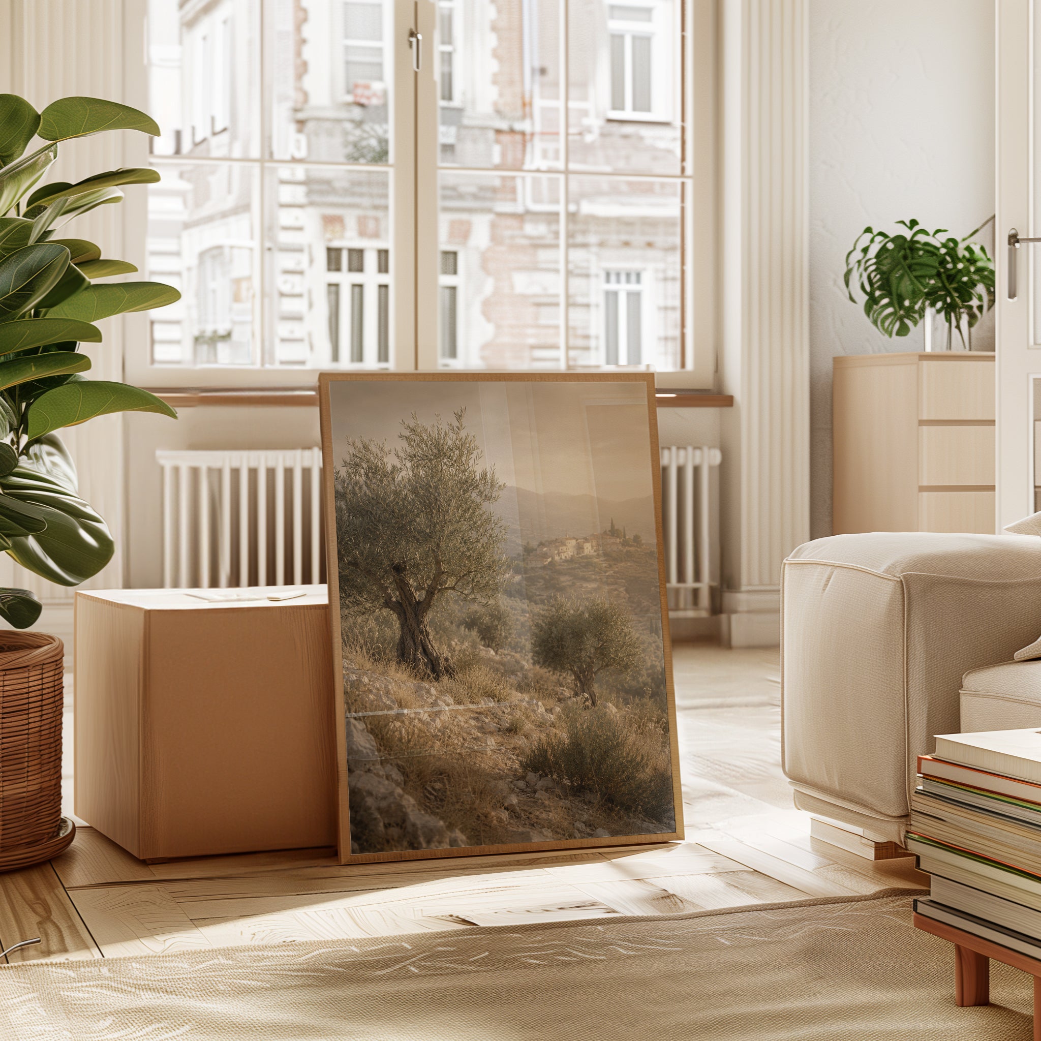 Olive Tree Print: Vintage Mediterranean Landscape (Rustic Wall Art) - interior