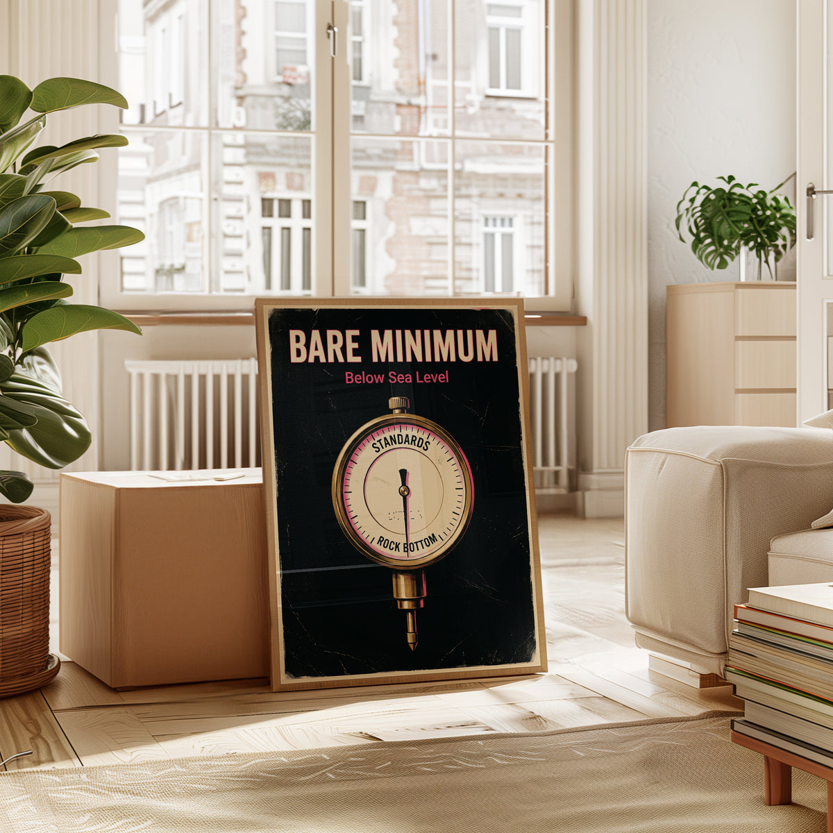 Bare Minimum Gauge Poster: Vintage Motivational Wall Art - interior